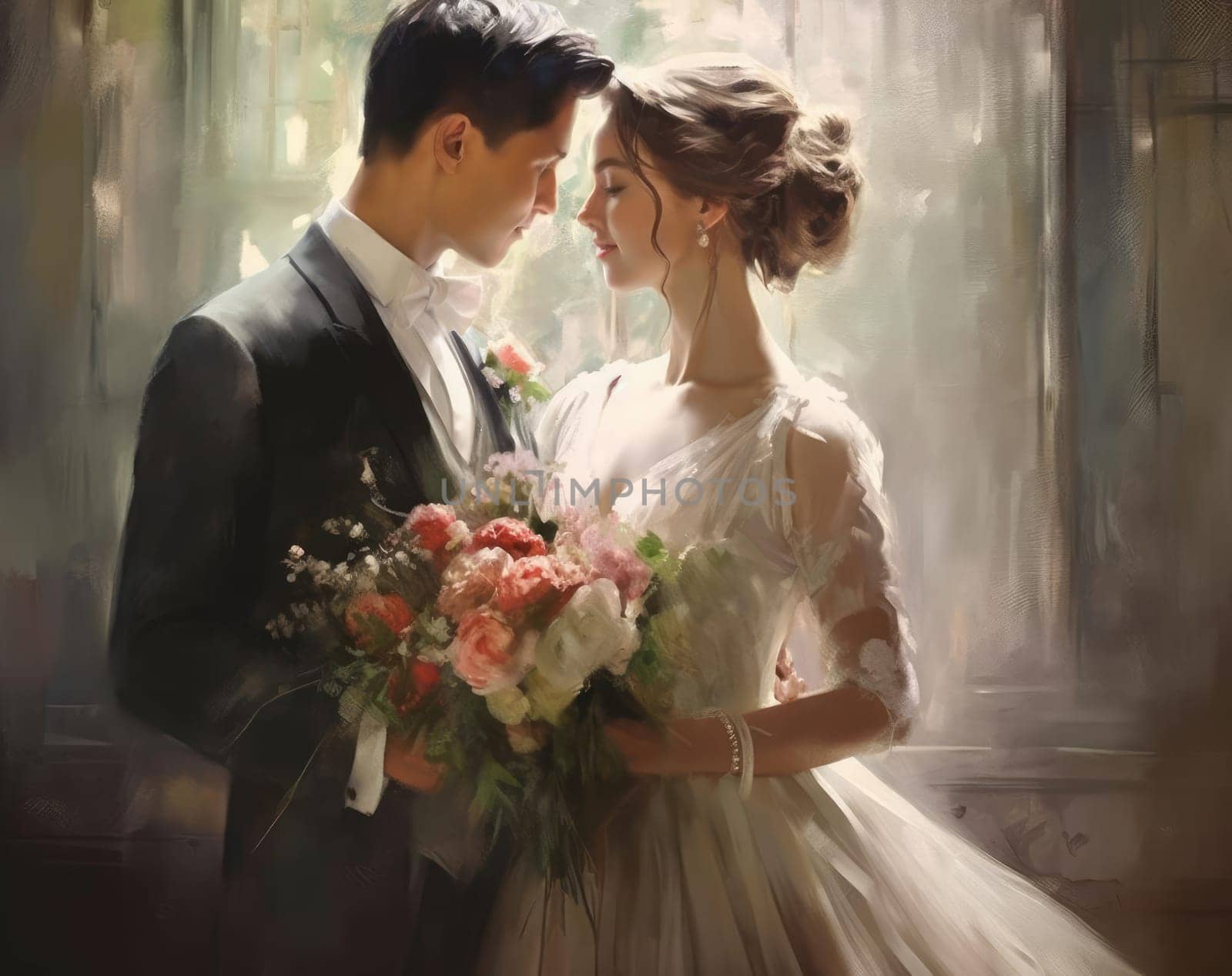 Portrait of a young couple bride and groom