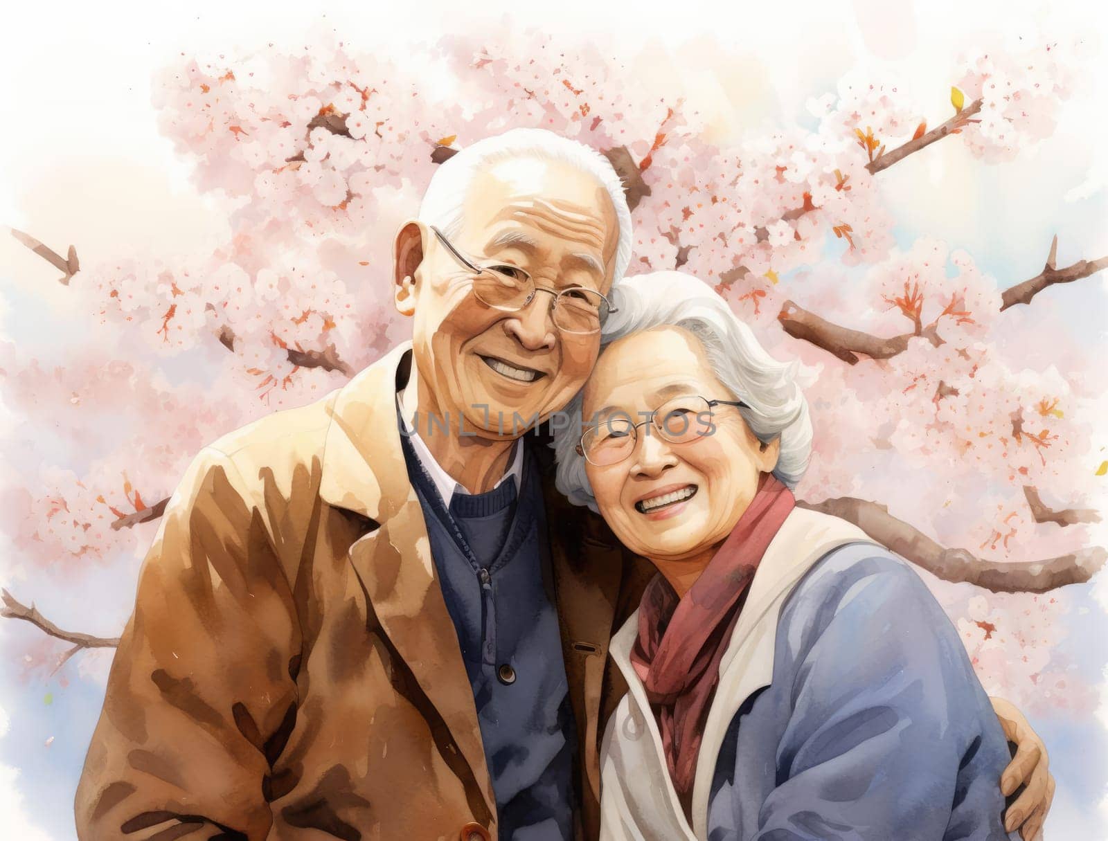 Elderly Japanese couple by cherezoff