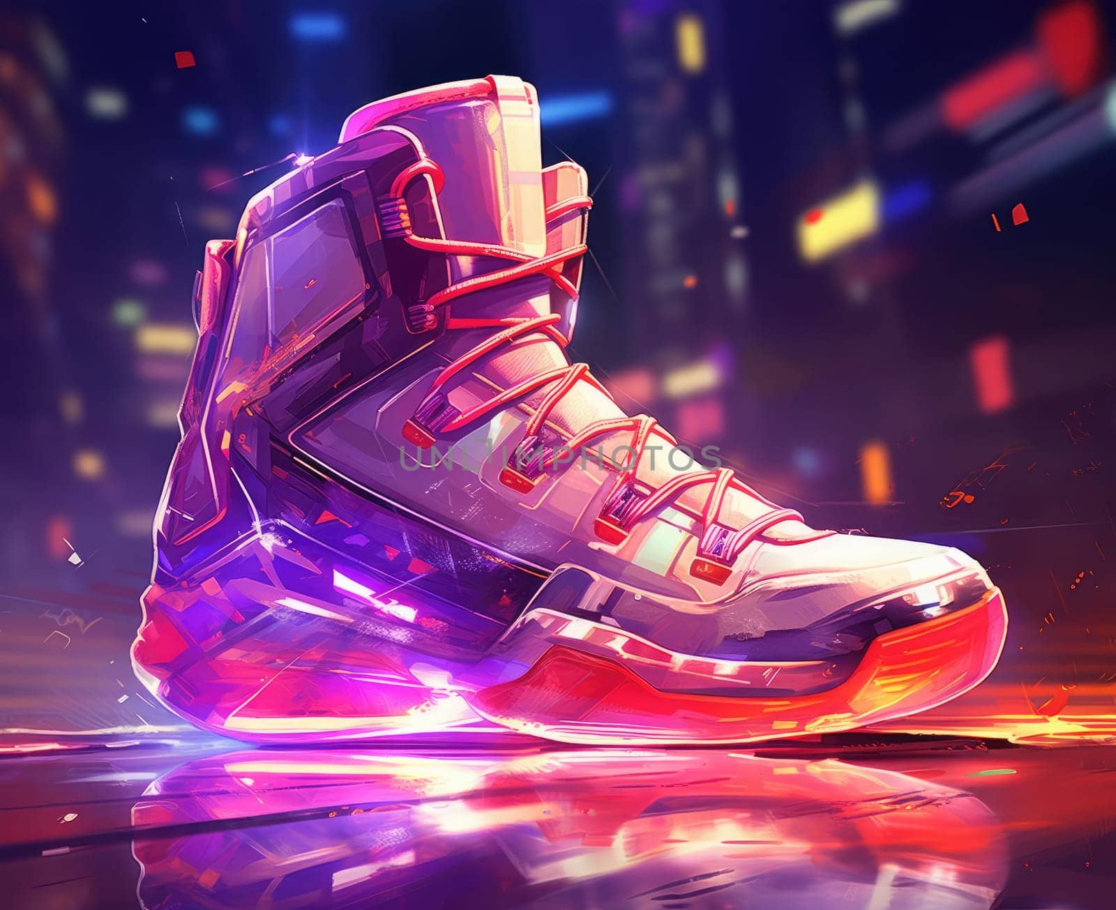 Sneakers with glowing cyberpunk elements by cherezoff