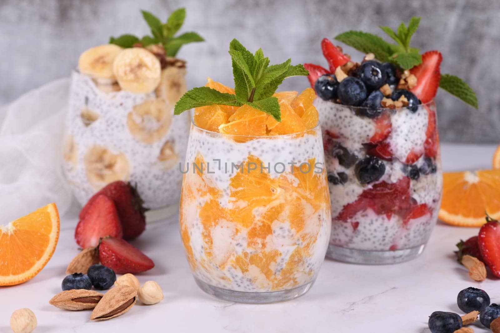 This Chia Pudding is made with Greek Yogurt and pieces of fruit and honey. Is deliciously creamy, healthy, and very quick and easy to make. The perfect breakfast. Vegan-adaptable. Gluten-free.