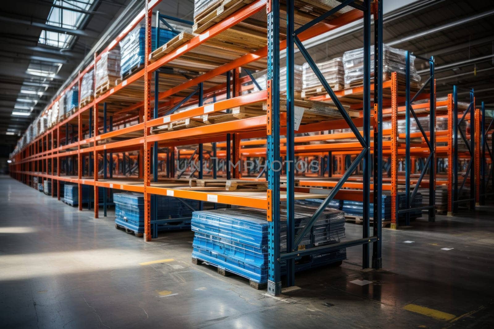 Empty Storage Racks in mega store. by prathanchorruangsak