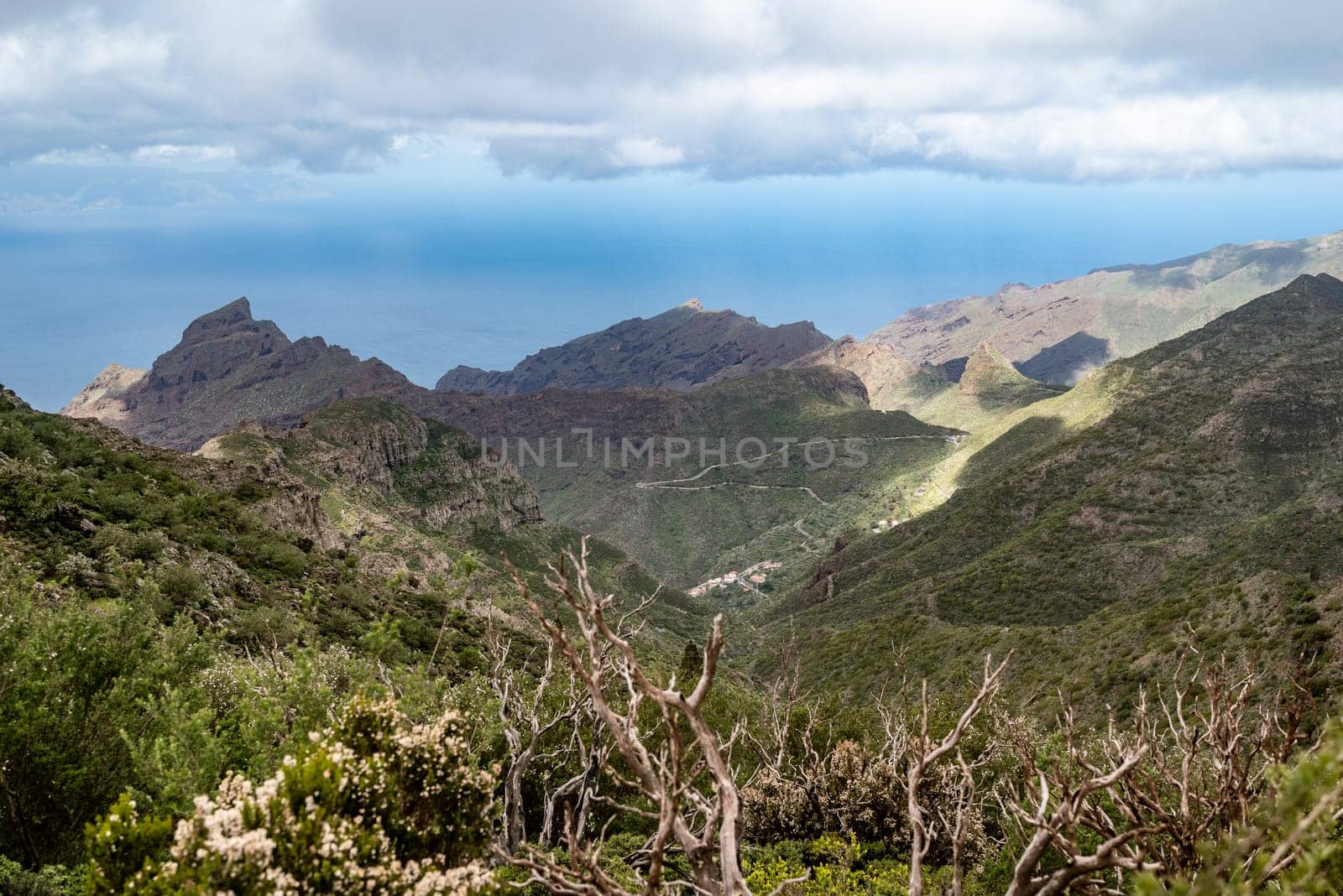 Summer landscape of green mountains and blue sky by amovitania