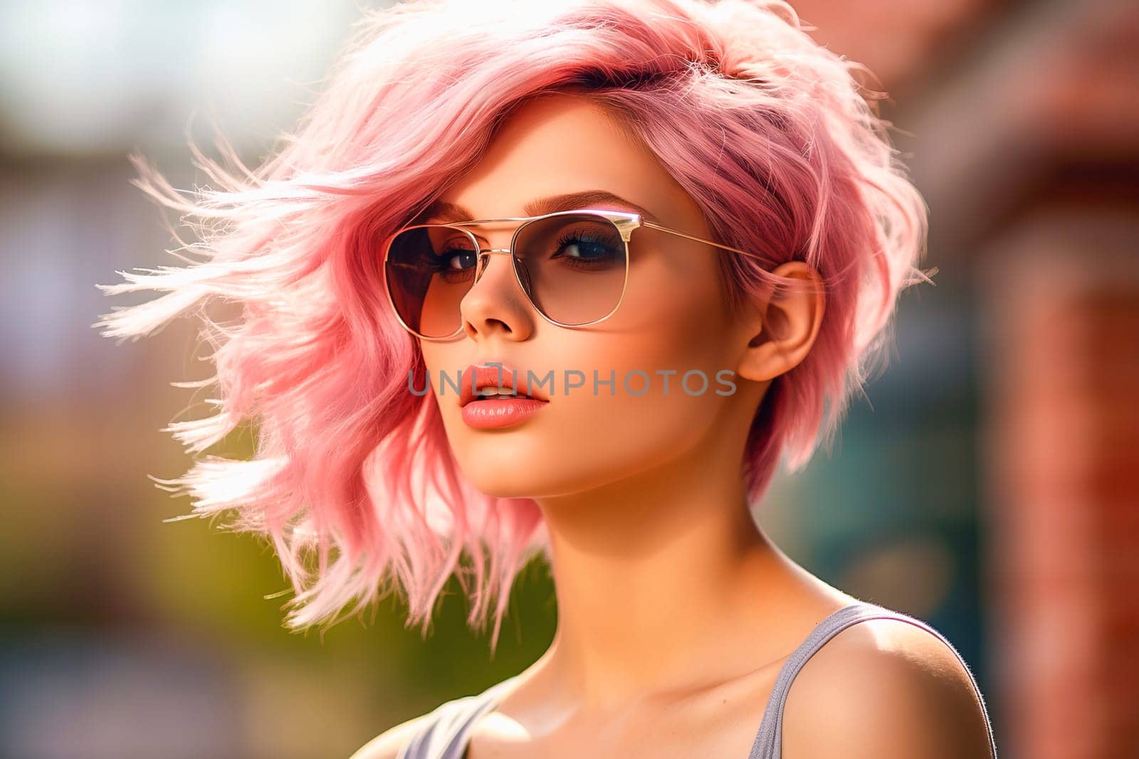 Portrait of a beautiful girl with pink hair. by Yurich32