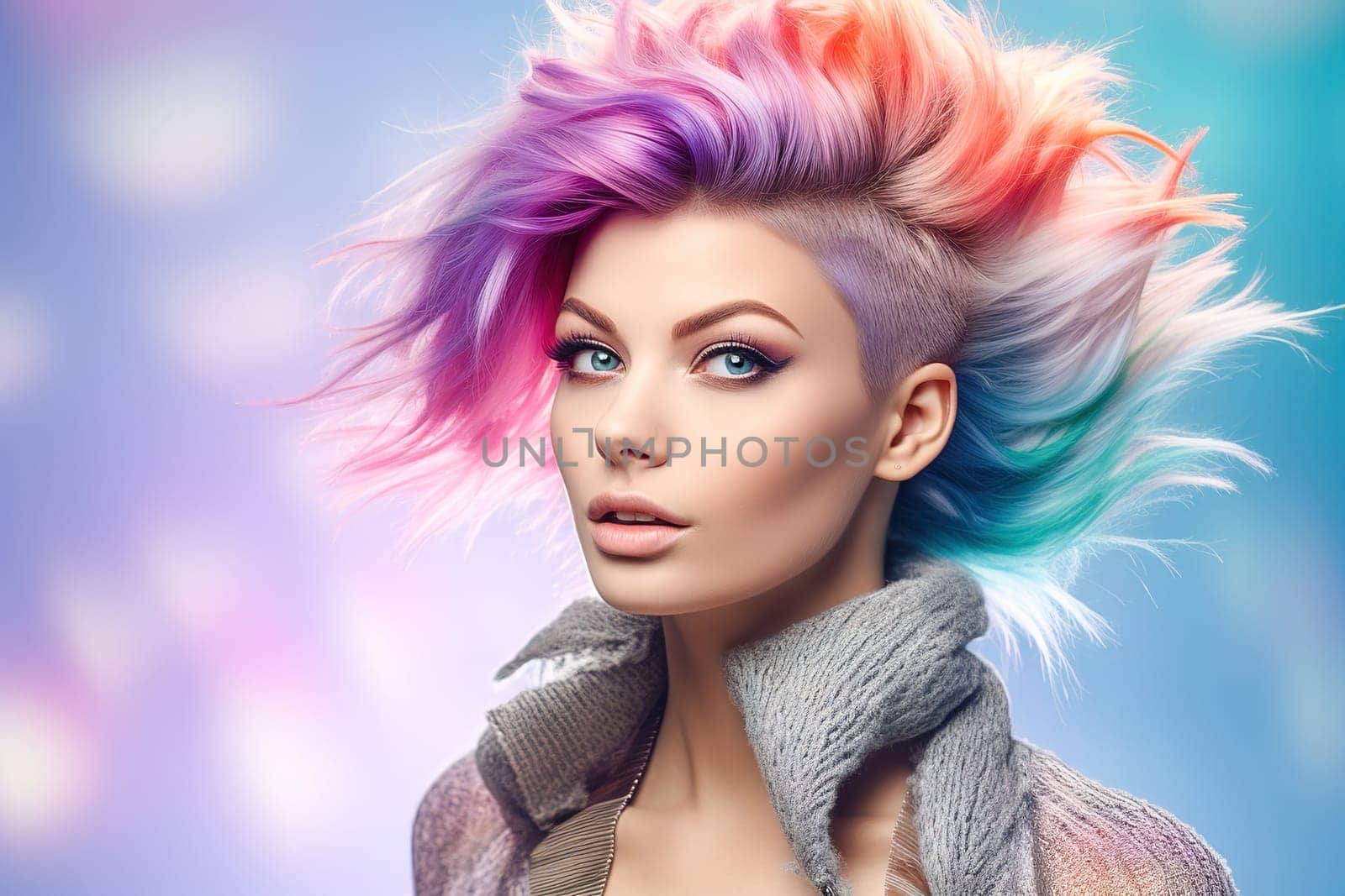 Portrait of a beautiful girl with multi-colored hair. by Yurich32