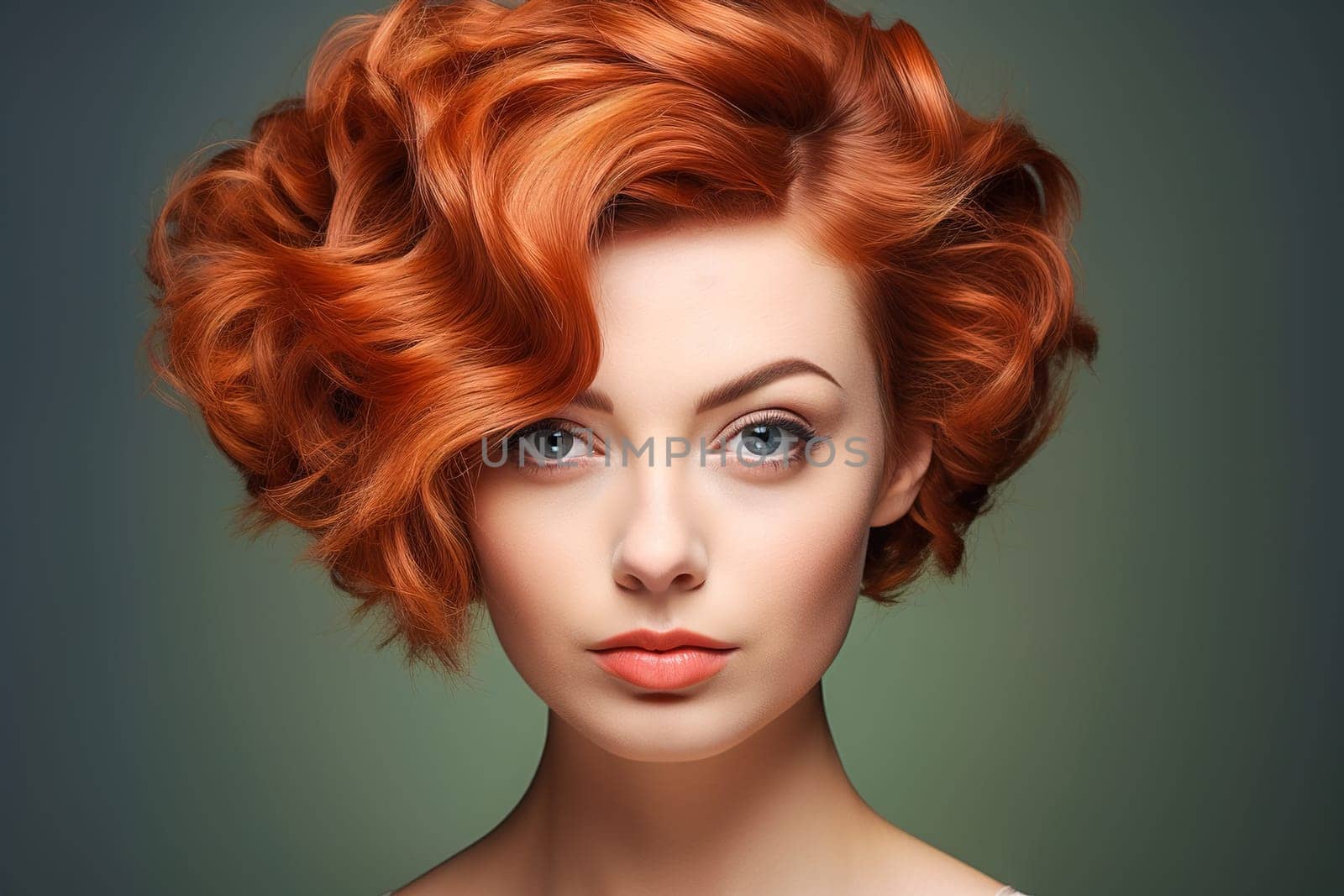 Portrait of a beautiful girl with red hair. Conceptual examples of haircuts from the catalog. by Yurich32