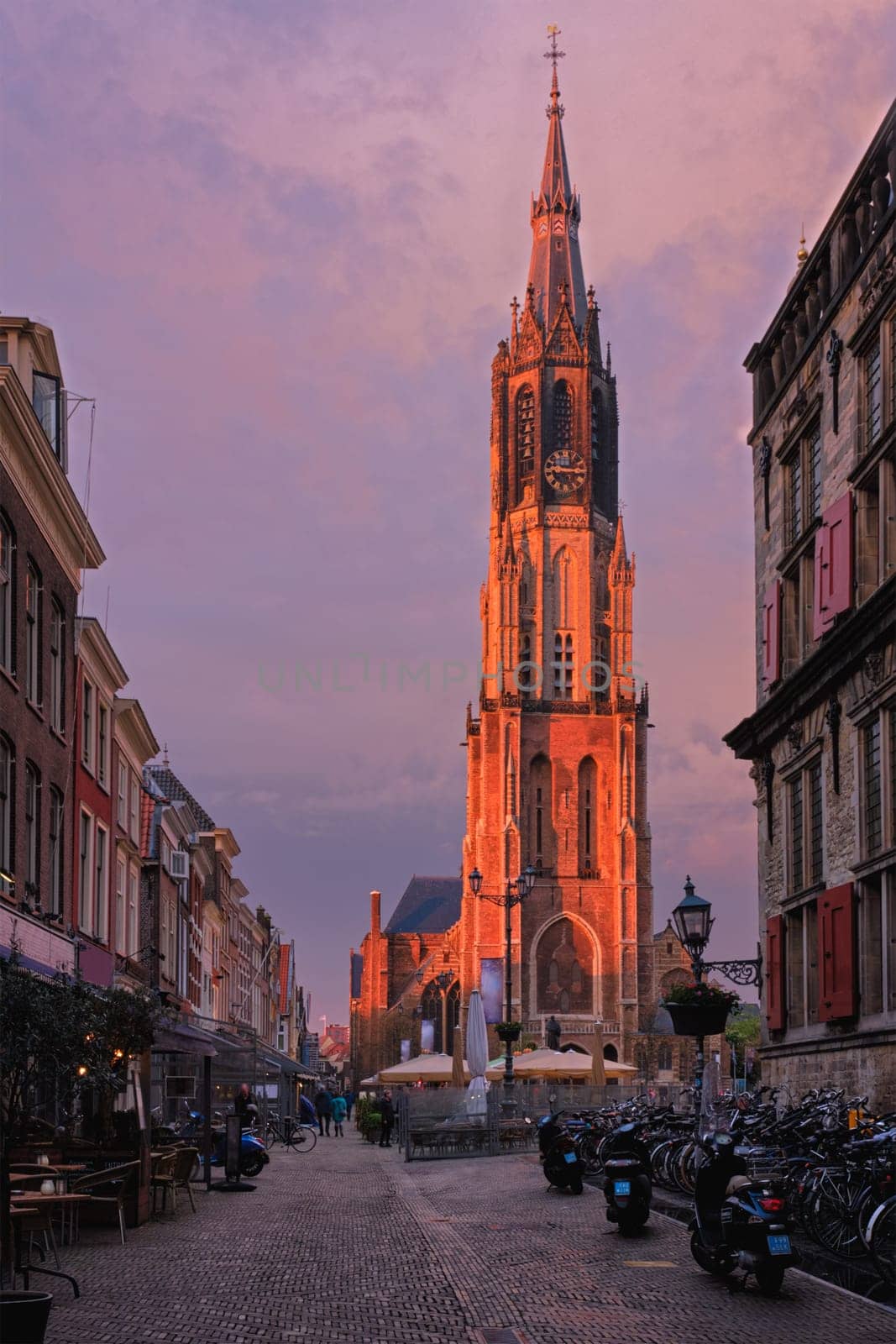 Nieuwe Kerk New Church protestant church on Delft Market Square Markt with people by dimol