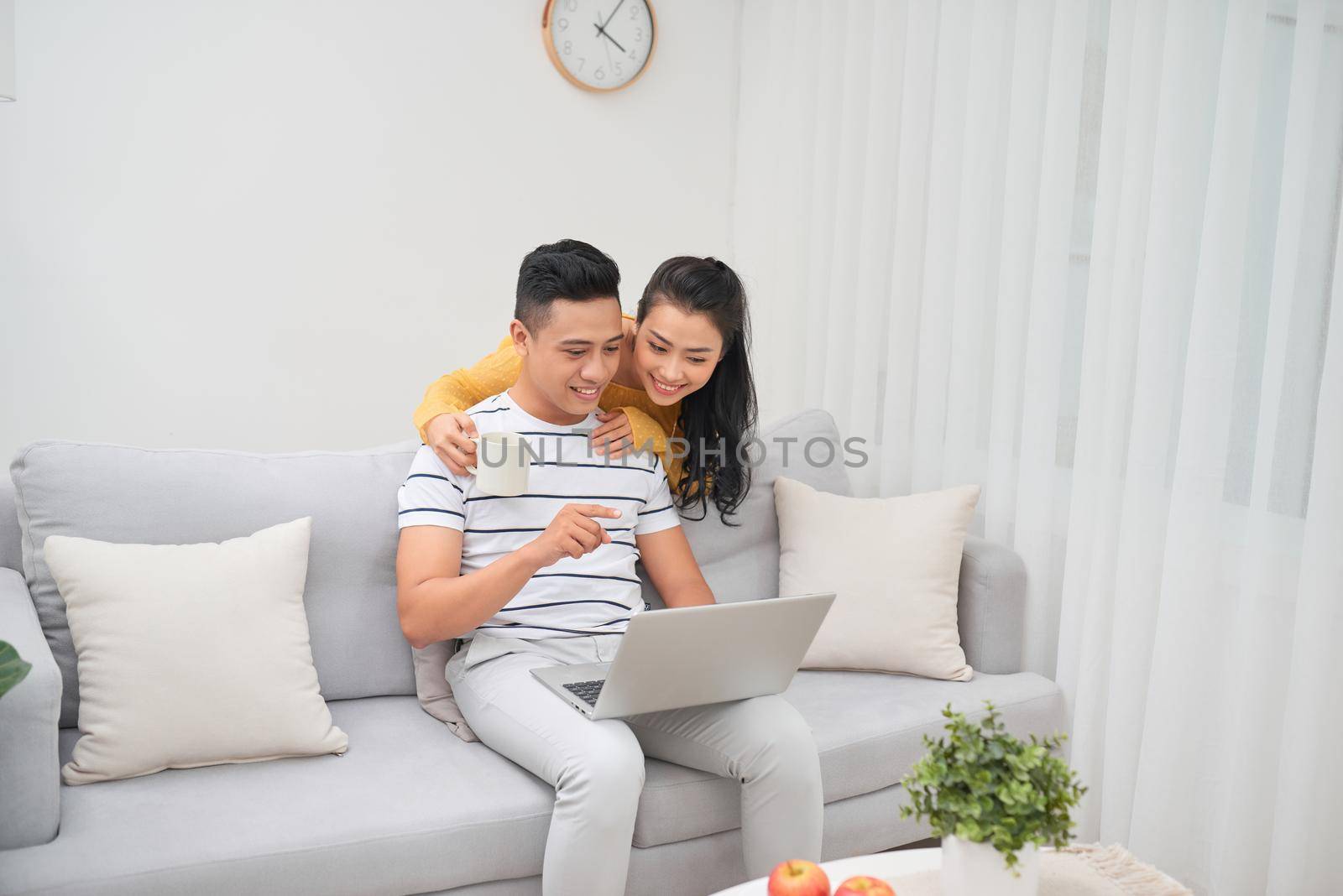 Loving couple spending time at home