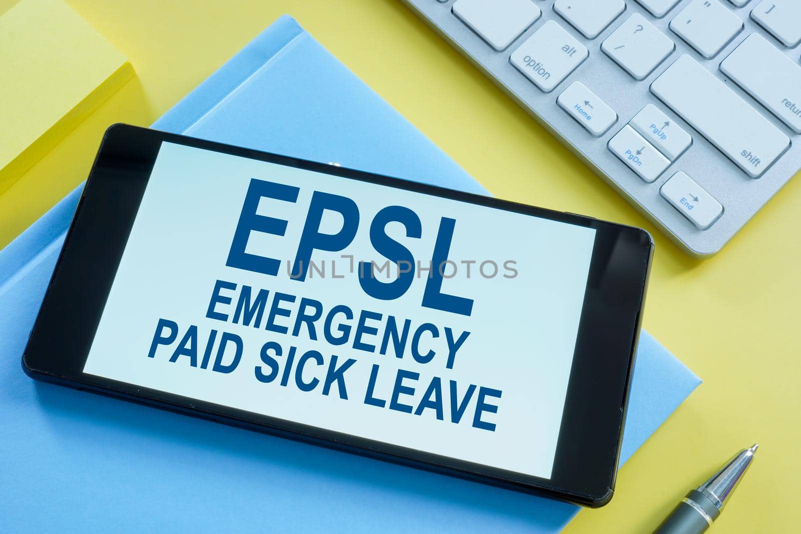 Emergency Paid Sick Leave EPSL info and keyboard. by designer491