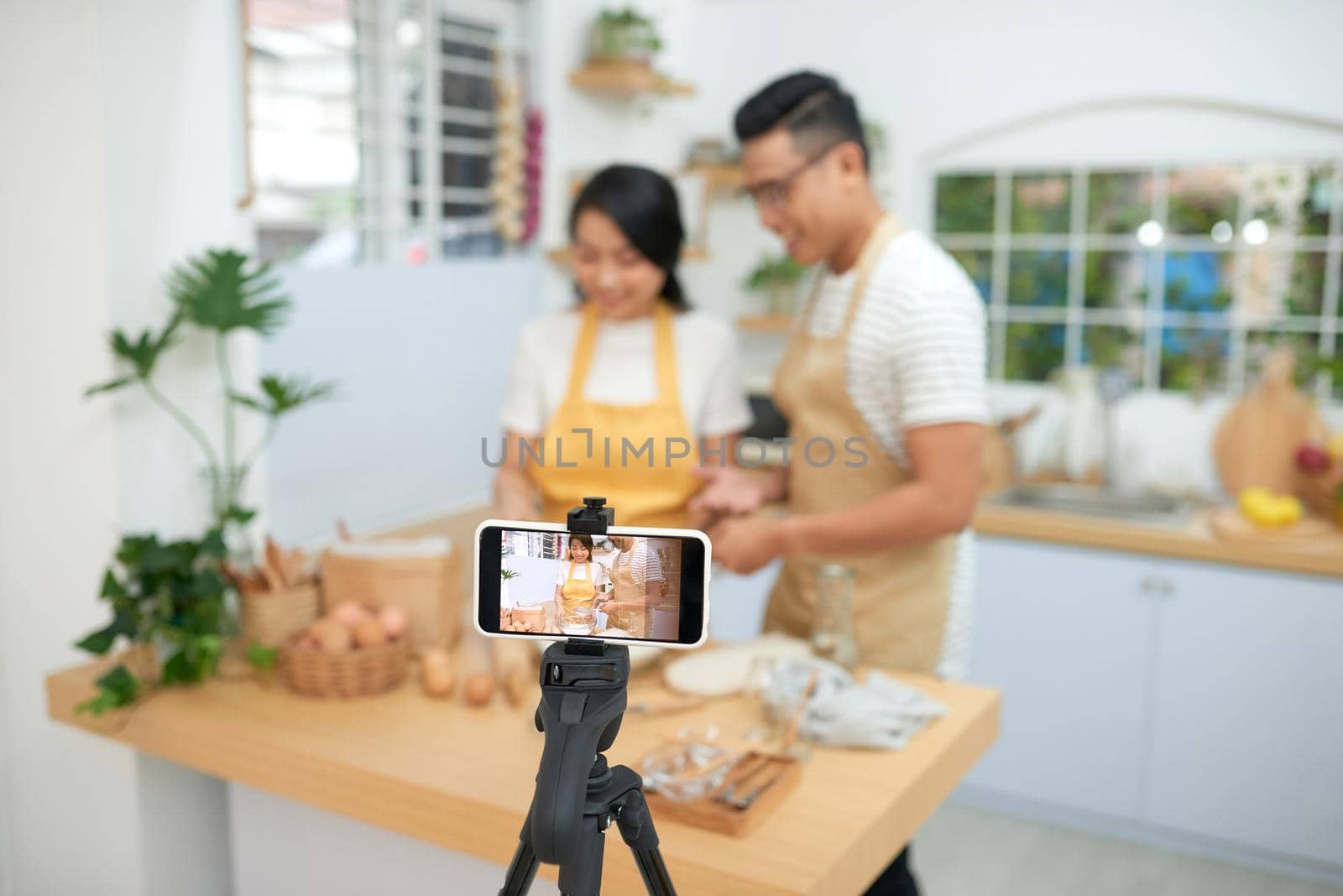 Couple making dough together, baking and cooking concept rustic style photo for cook book and cook blog by makidotvn