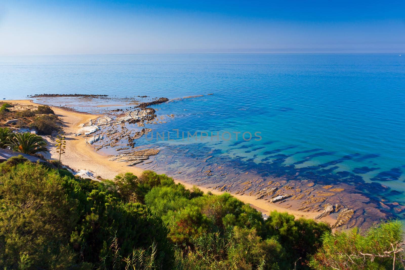 Top view of the Realmonte beach in Agrigento., Sicily by bepsimage