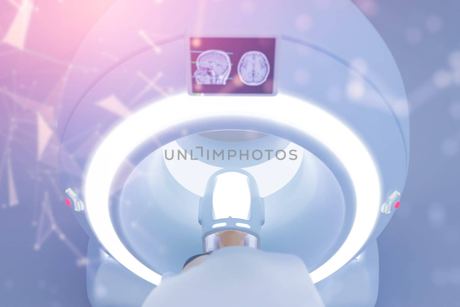 Patient undergoing MRI - Magnetic resonance imaging in Hospital. Medical Equipment and Health Care.3D rendering. by samunella