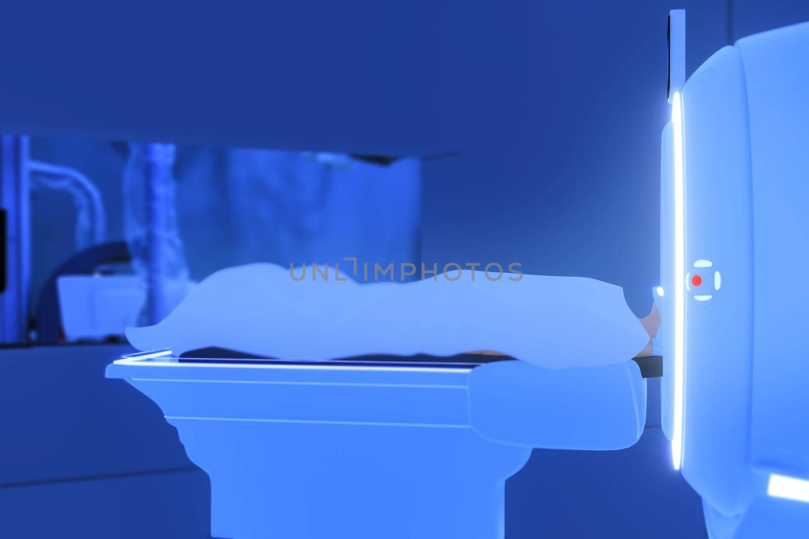 Patient undergoing MRI - Magnetic resonance imaging in Hospital. Medical Equipment and Health Care.3D rendering. by samunella