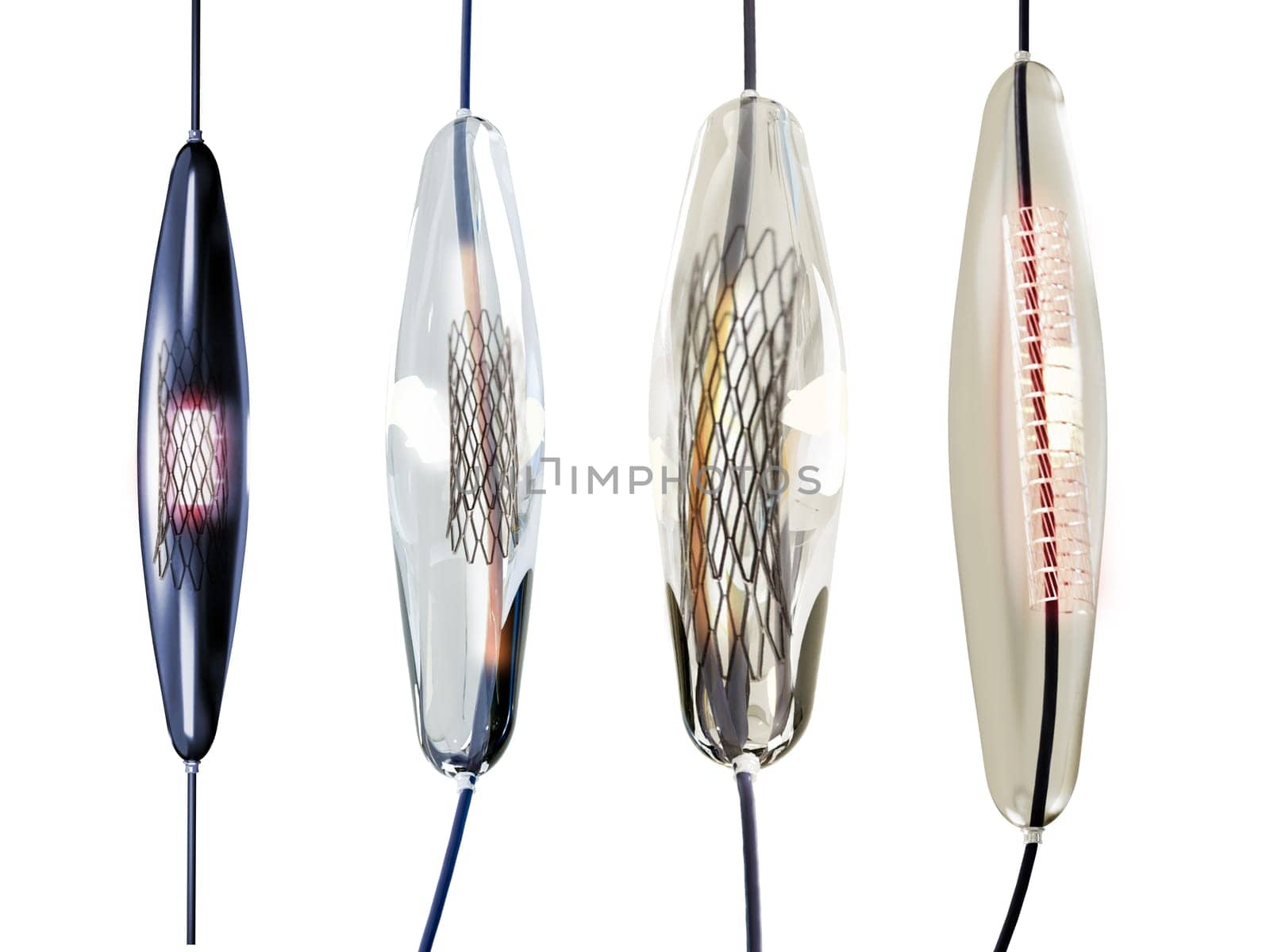 mesh metal nitinol self-expandable stent 3D rendering for endovascular surgery isolated on white background. Clipping path.