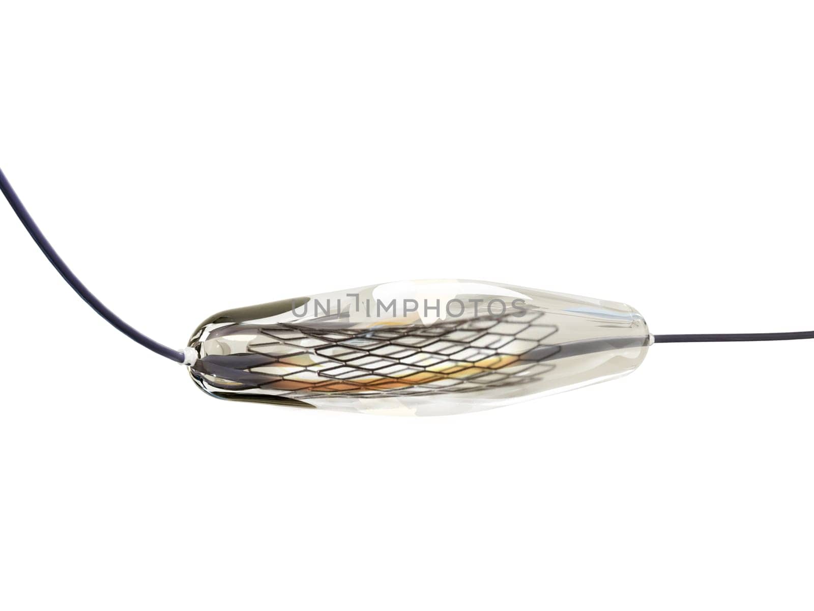 mesh metal nitinol self-expandable stent 3D rendering for endovascular surgery isolated on white background. Clipping path.