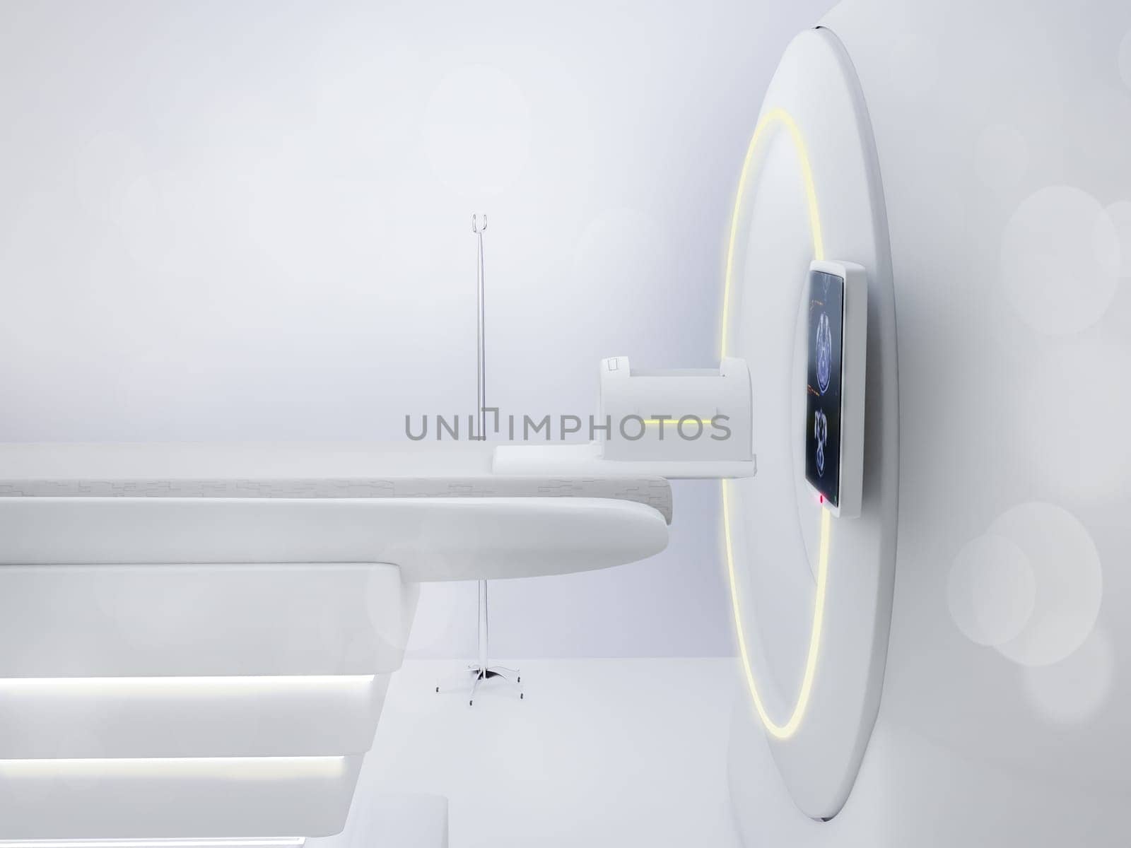 MRI SCANNER 3D- Magnetic resonance imaging  device in Hospital 3D rendering  . Medical Equipment and Health Care