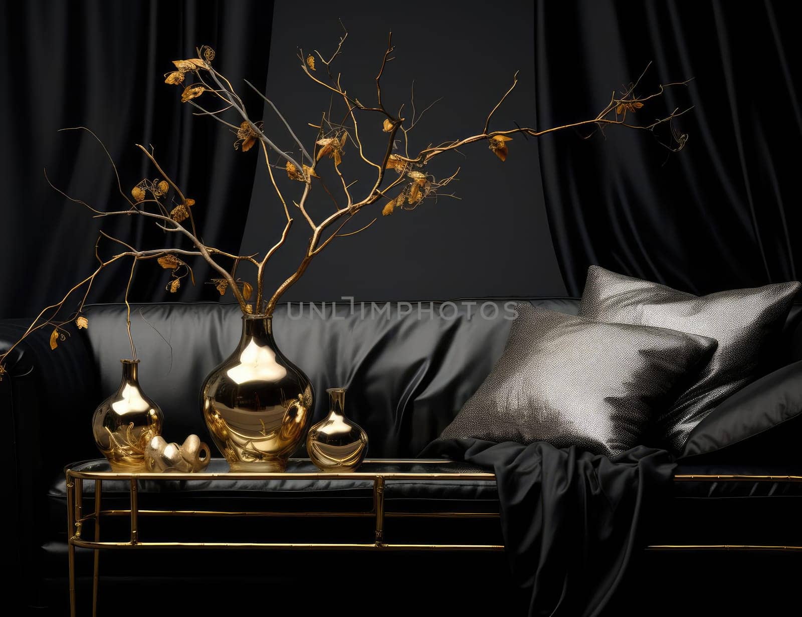 Beautiful sofa and golden wood by cherezoff