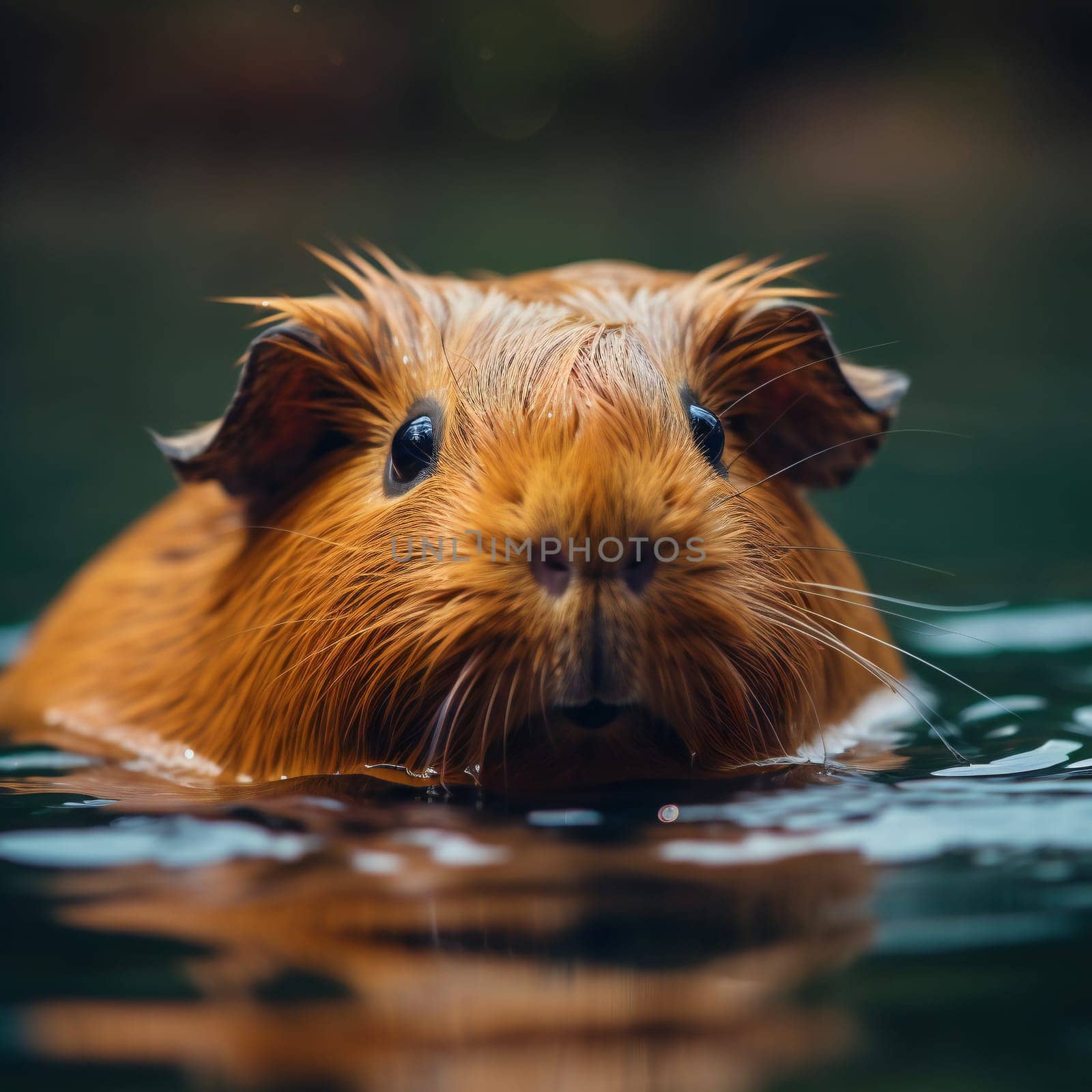 funny cute guinea pig swimming.