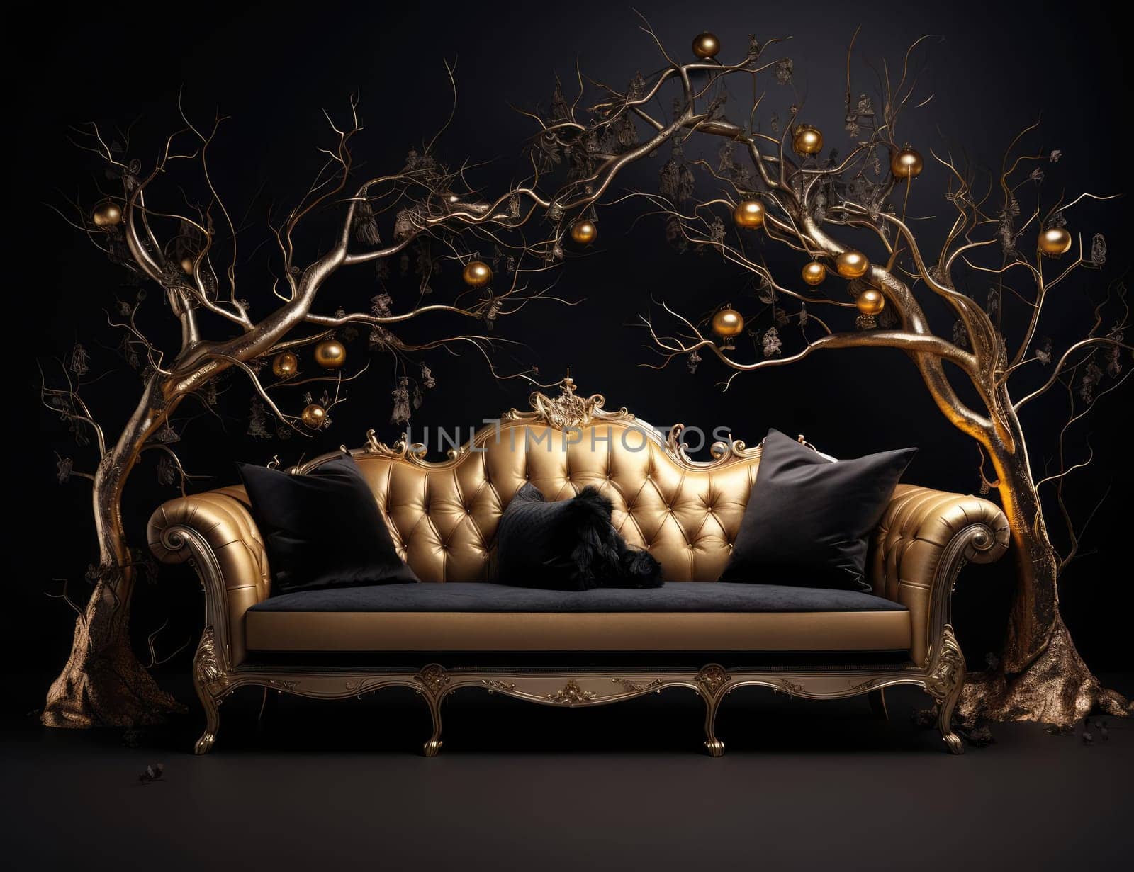Beautiful sofa and golden wood by cherezoff
