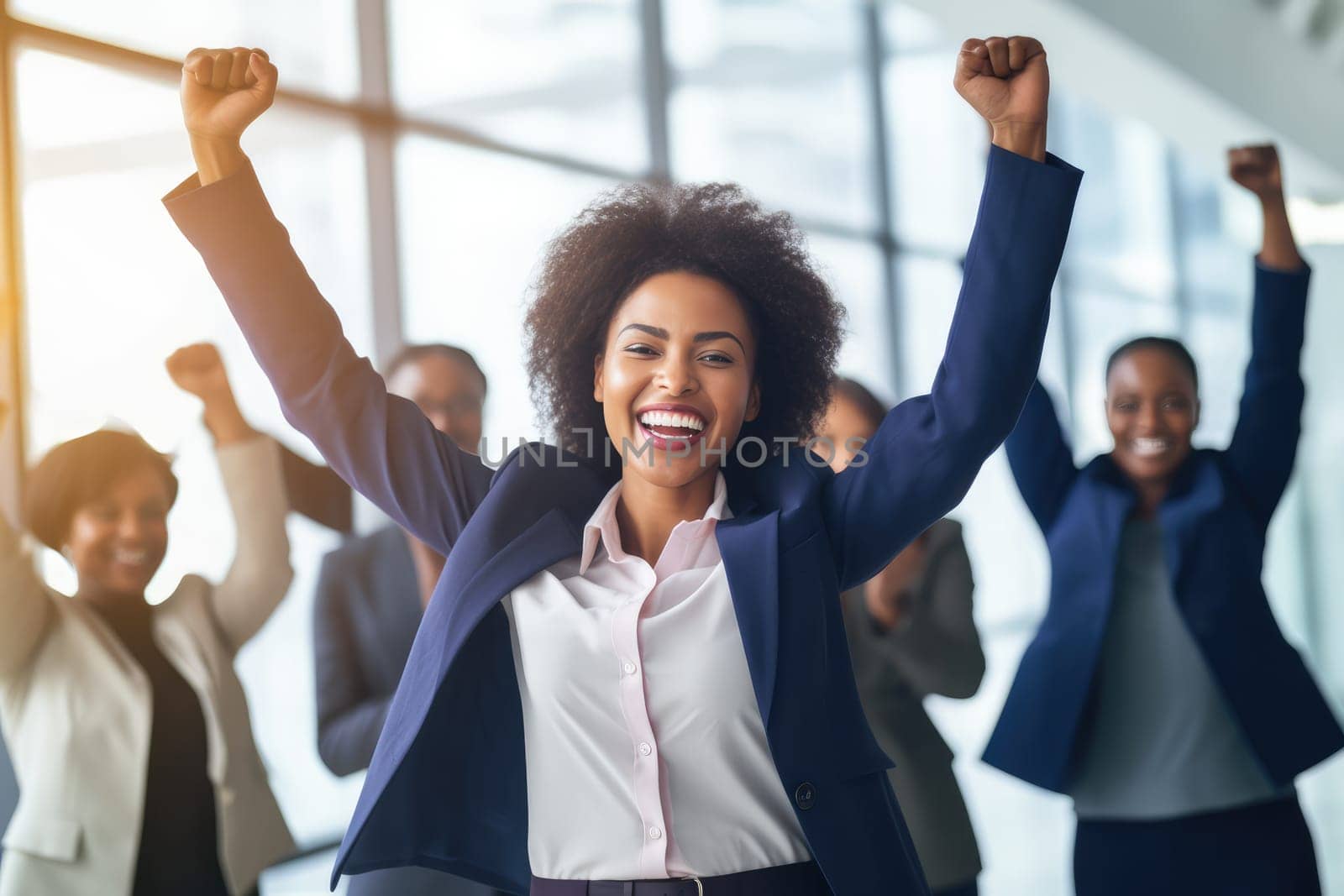 Empowering Leadership, Diverse professionals collaborate with confidence, driving success in the workplace. Woman team leader, feminism concept at work. High quality photo