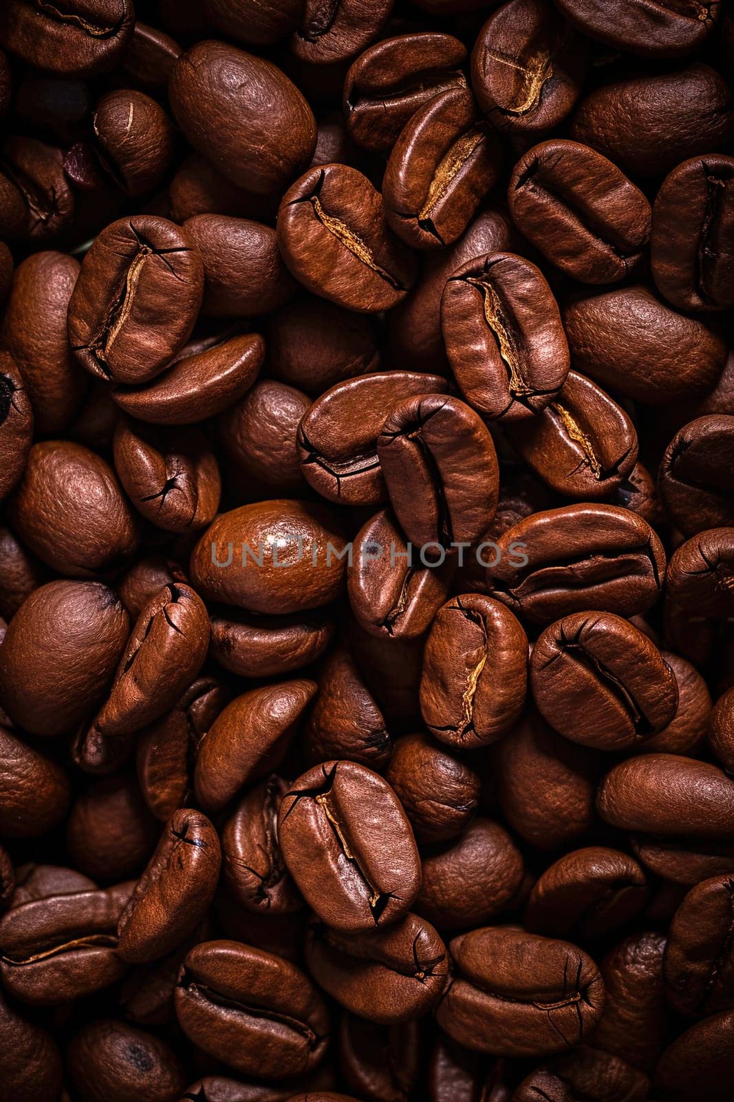 Texture of raw coffee beans close up. by Yurich32