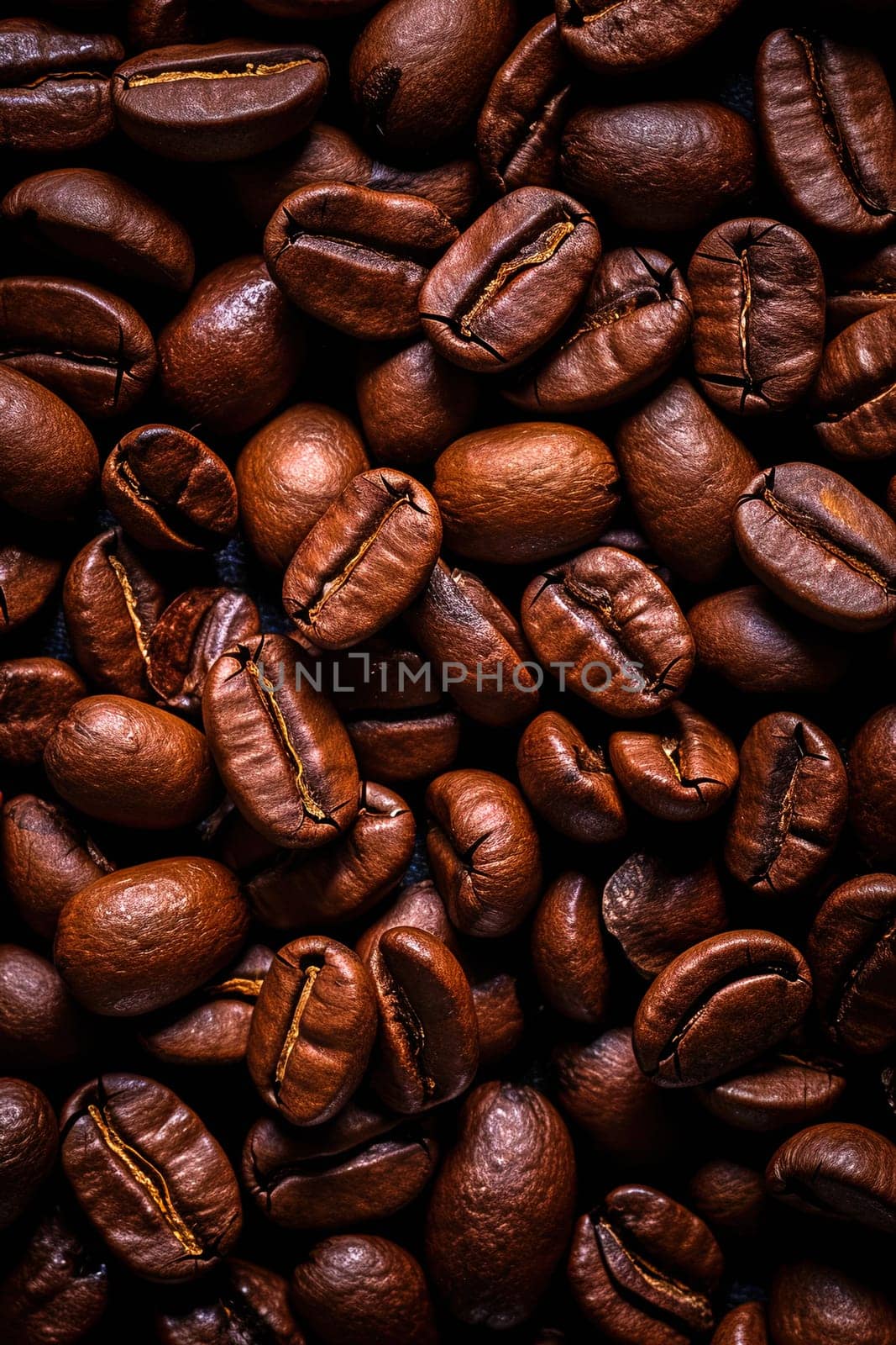Texture of raw coffee beans close up. by Yurich32