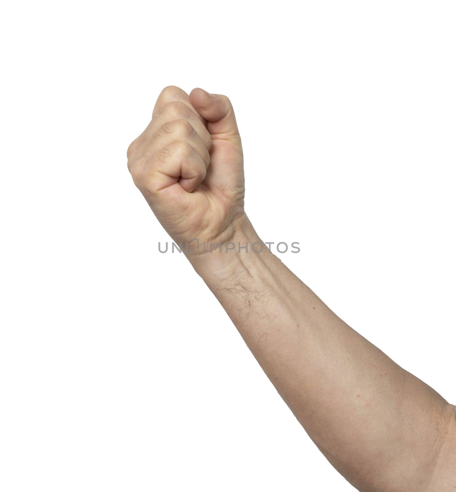 male hand clenched into a fist on a transparent background