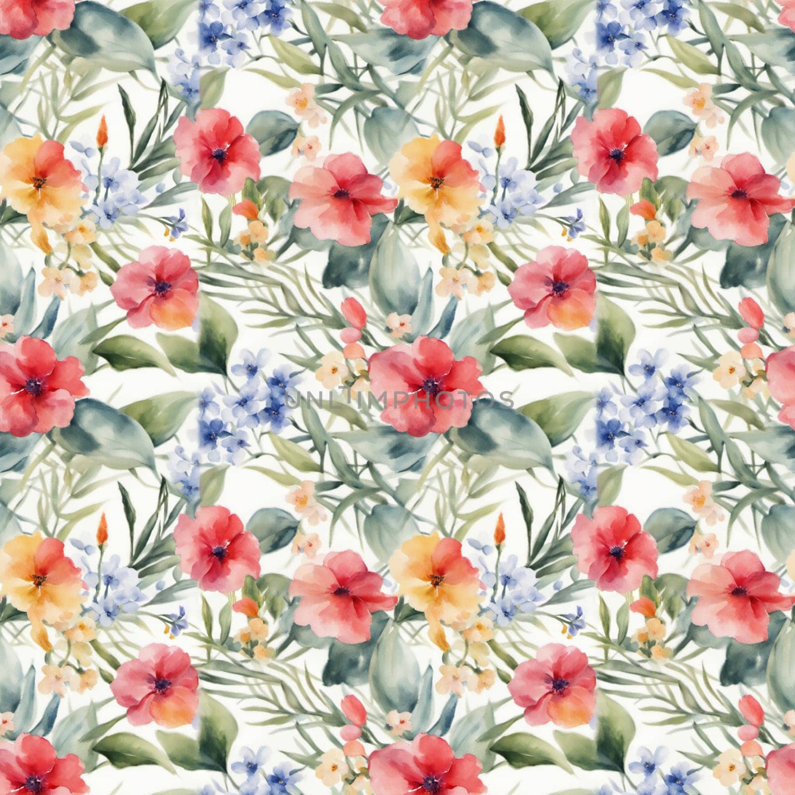 Floral shape watercolor seamless pattern. by TriArts