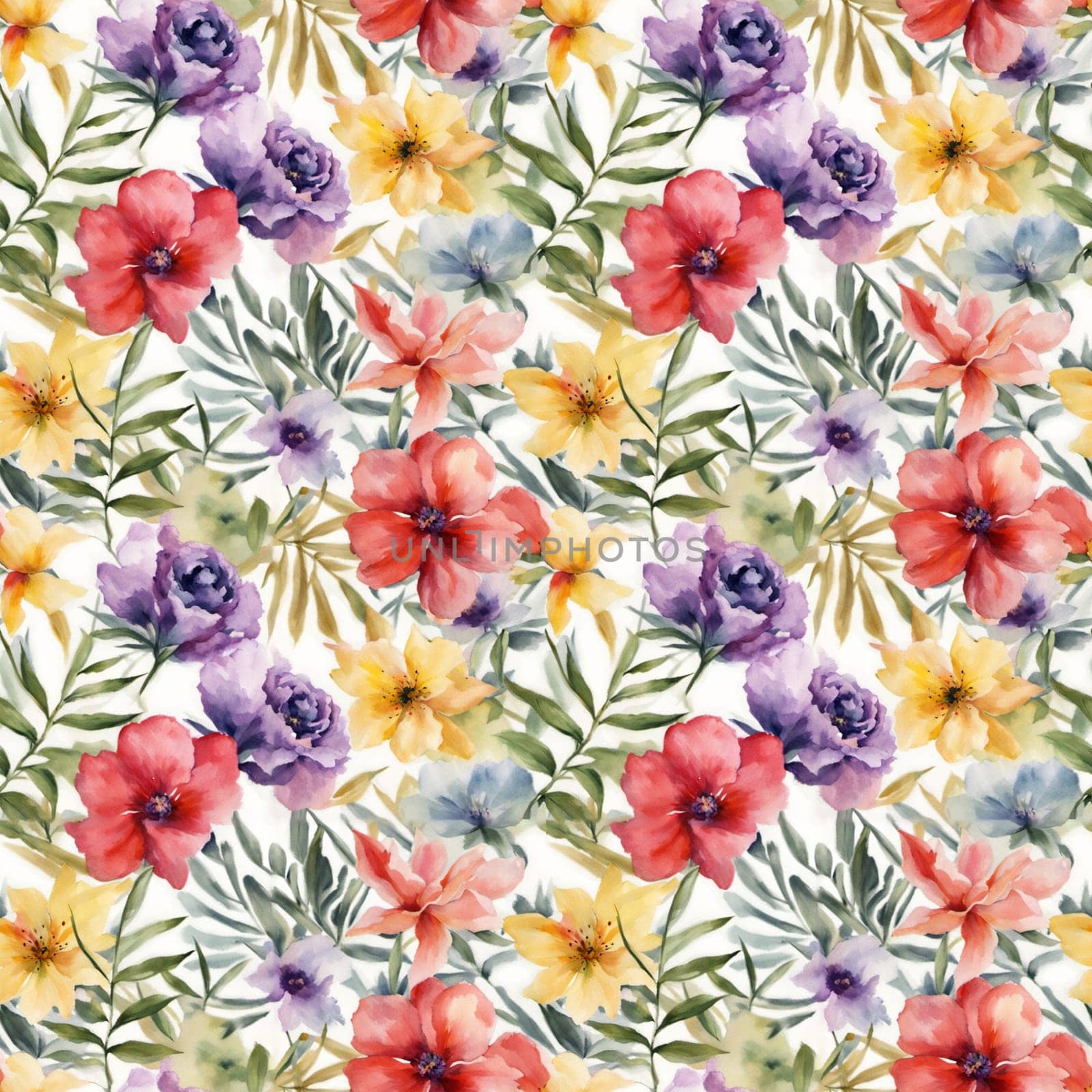Floral shape watercolor seamless pattern. by TriArts