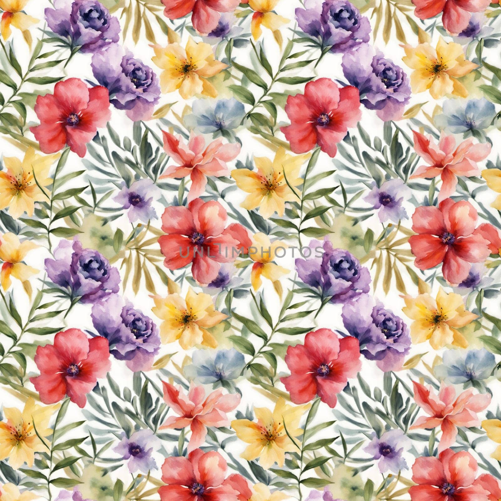 Floral shape watercolor seamless pattern. for wrappers.