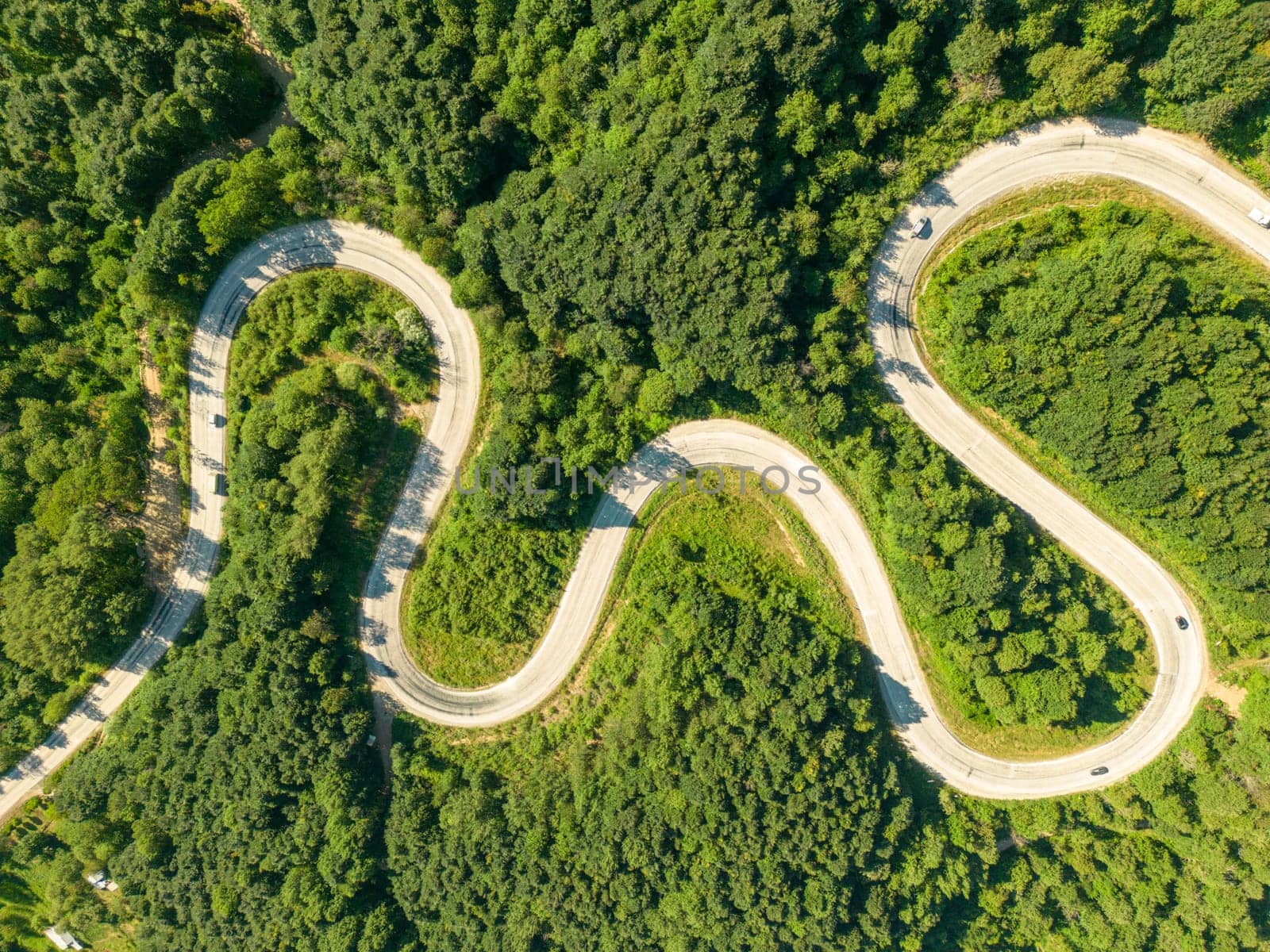 Drone view of the winding road from Domanic Town of Kutahya to Inegöl direction by Sonat