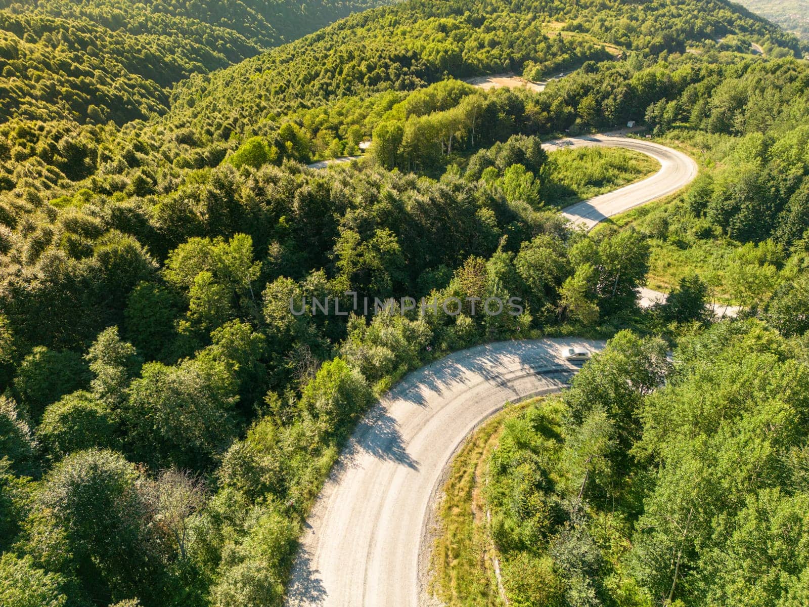 Drone view of the winding road from Domanic Town of Kutahya to Inegöl direction by Sonat