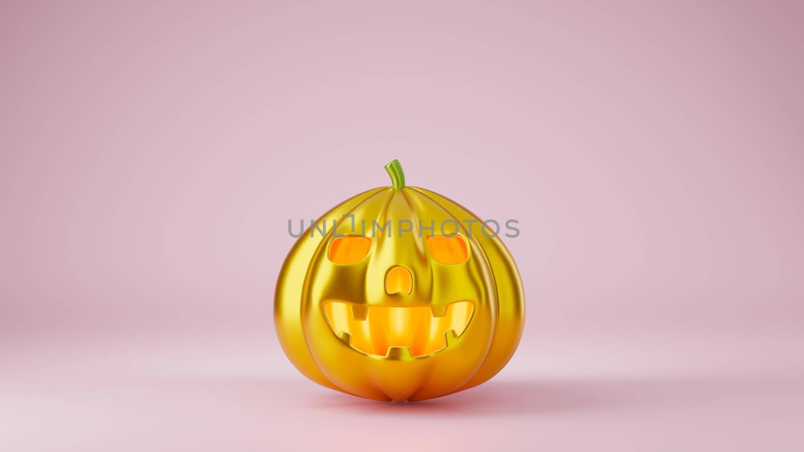 Golden pumpkin of happy Halloween day concept by Sorapop