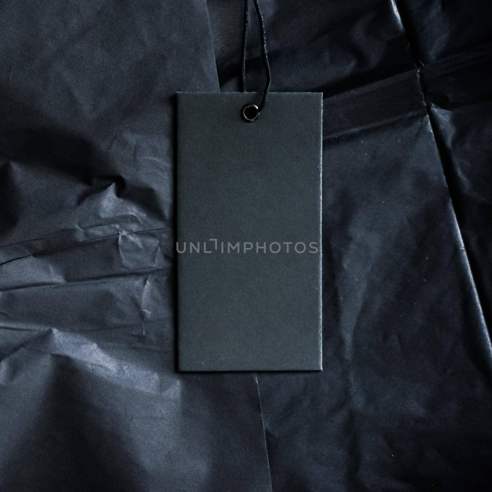 Black luxe clothing tag, sustainable fashion and brand label concept by Anneleven
