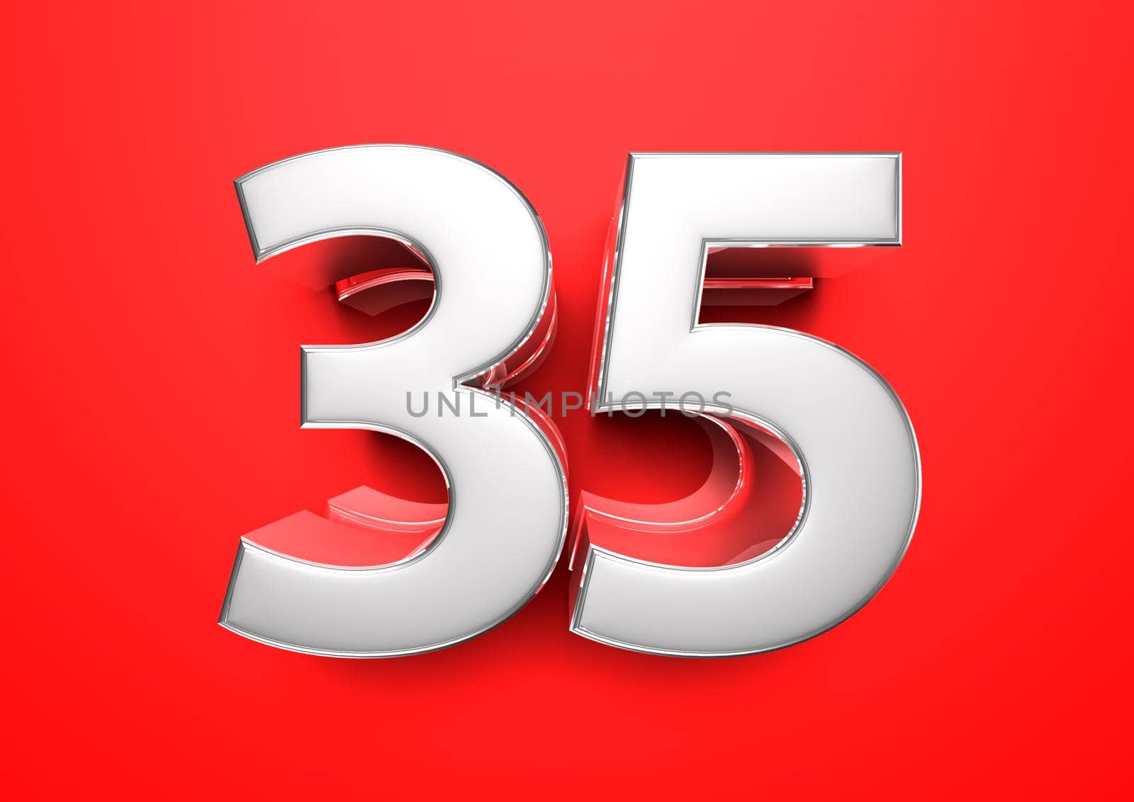Price tag 35. Anniversary 35. Number 35 3D illustration on a red background. by thitimontoyai