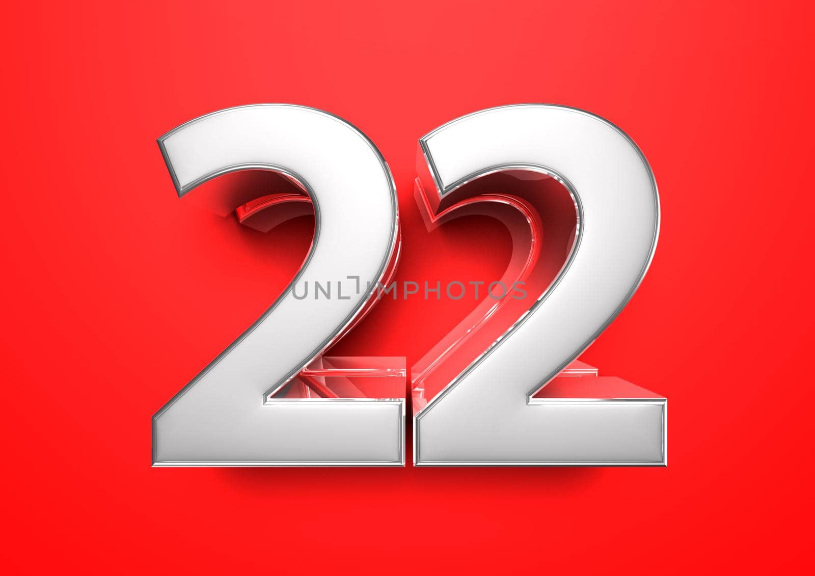 Price tag 22. Anniversary 22. Number 22 3D illustration on a red background. by thitimontoyai