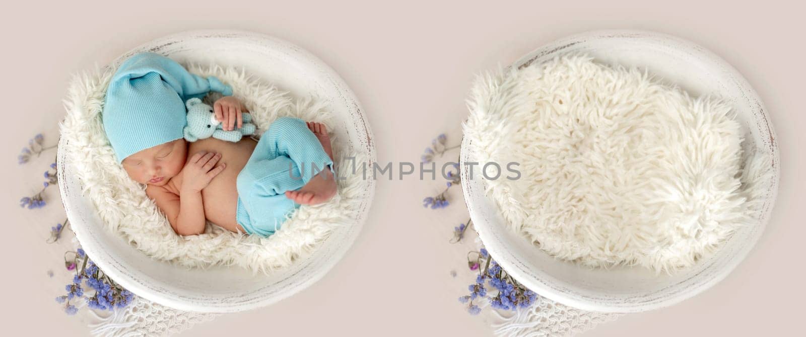 Newborn resting in round cradle by tan4ikk1