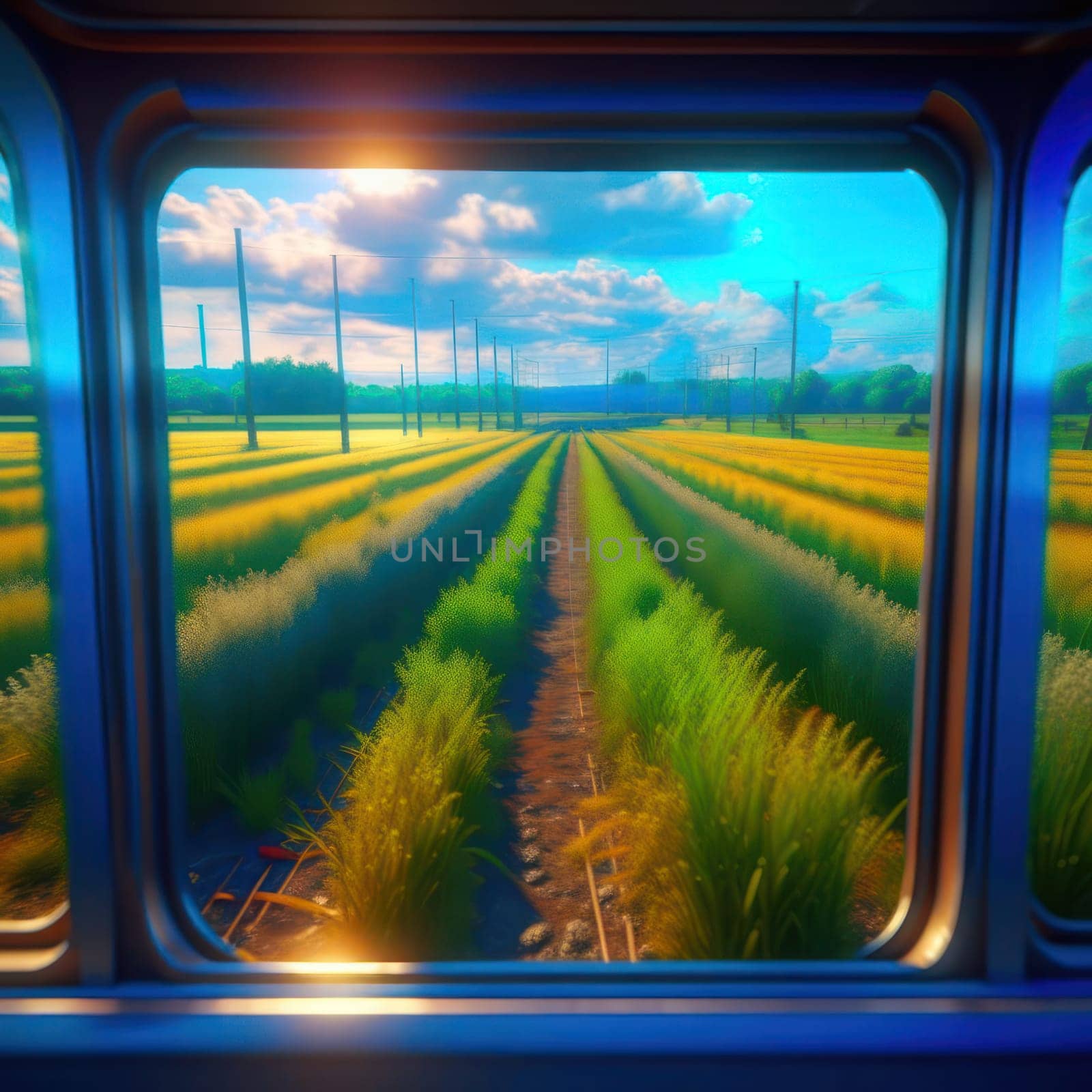 View from the train window. Image created by AI