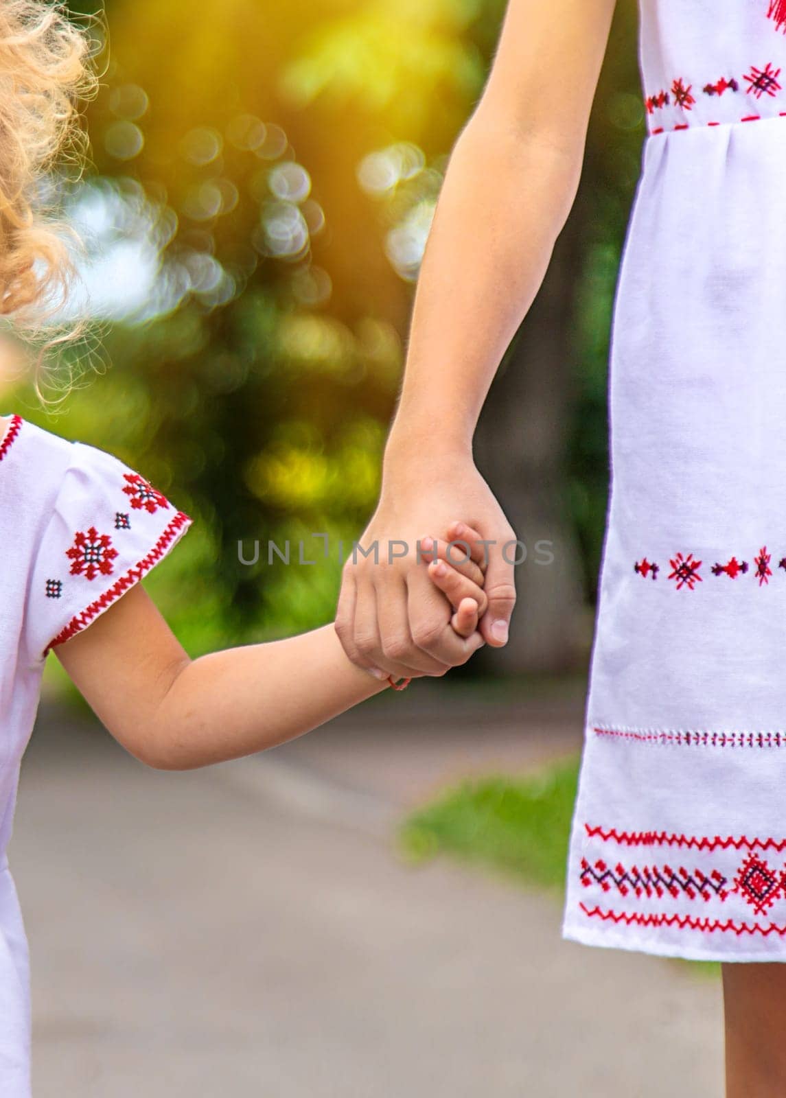 Children Ukrainians in vyshyvanka are patriots. Selective focus. by yanadjana