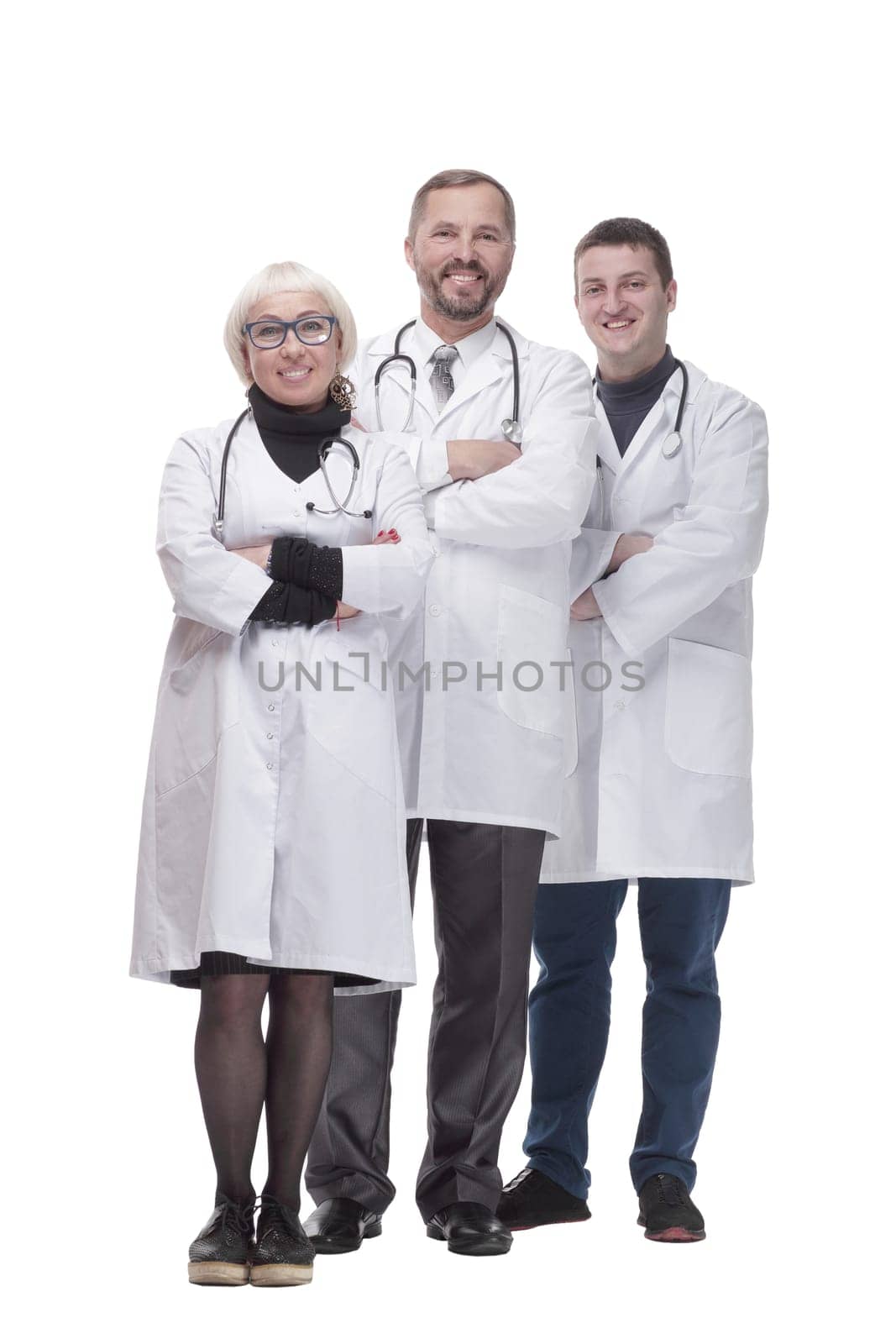 in full growth. group of qualified medical colleagues. isolated on a white background.