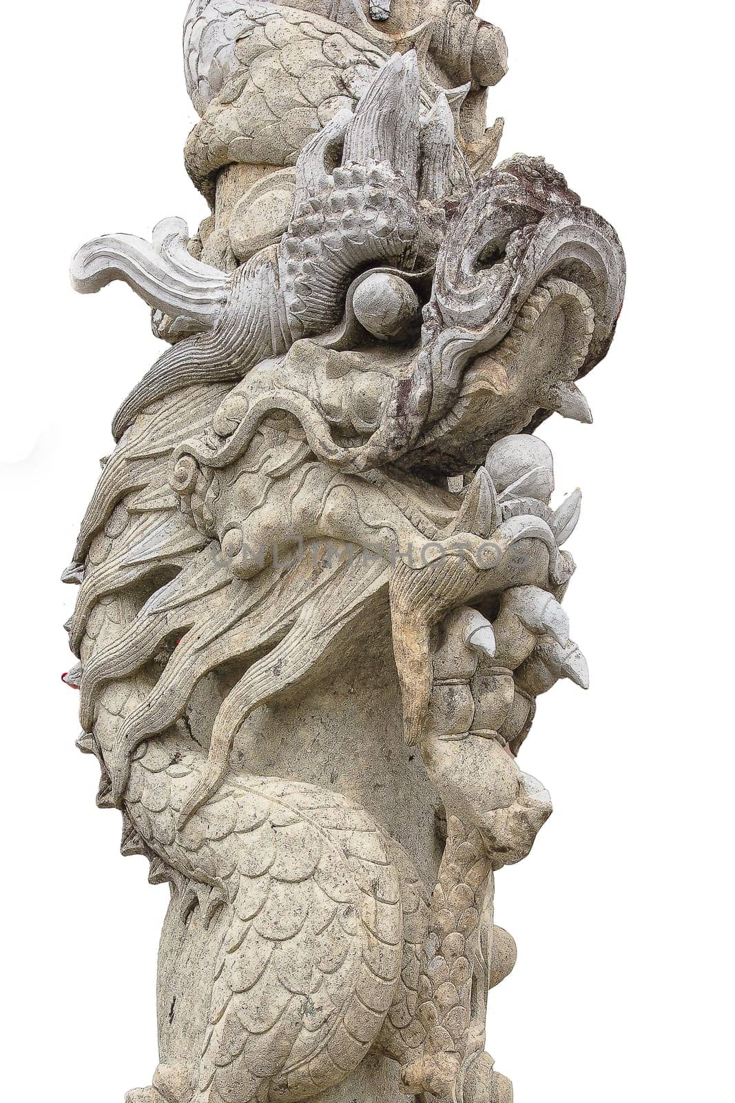 Chinese dragon-shaped carved stone in Thai temples