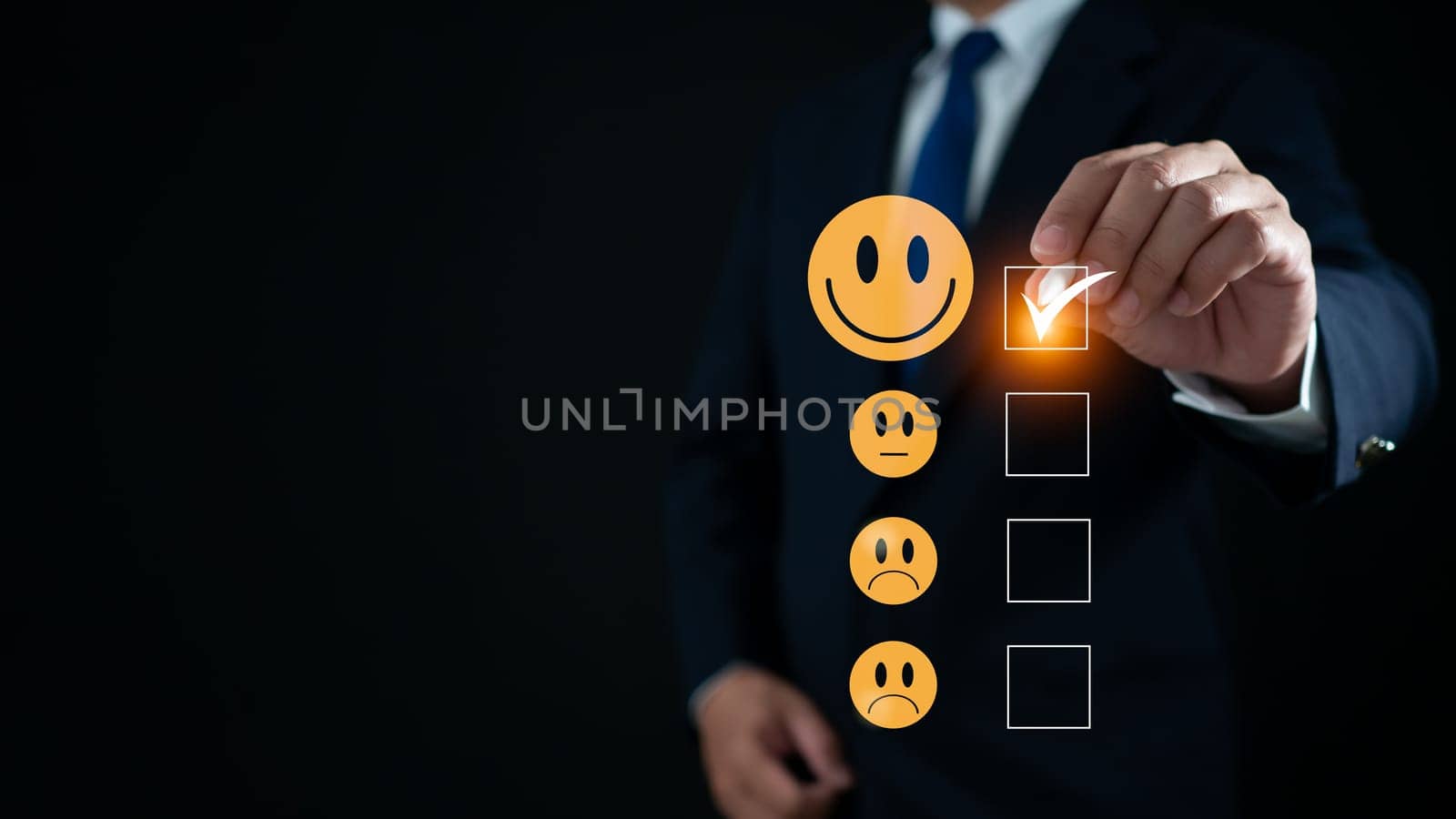 Customer Satisfaction Survey concept, service experience rating online application, customer evaluation product service quality, satisfaction feedback review, very good quality most. by Unimages2527