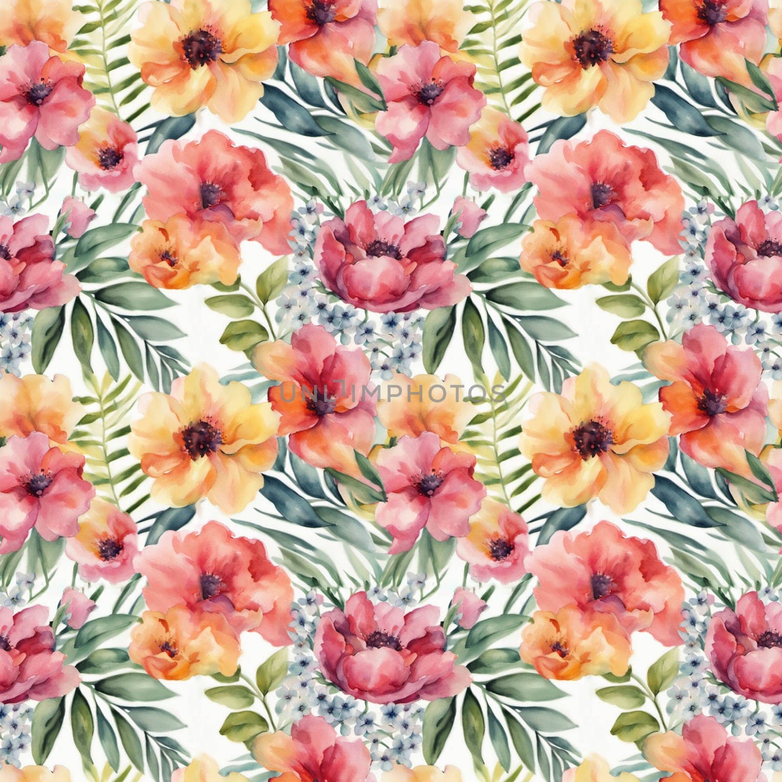 Floral shape watercolor seamless pattern. for wrappers.