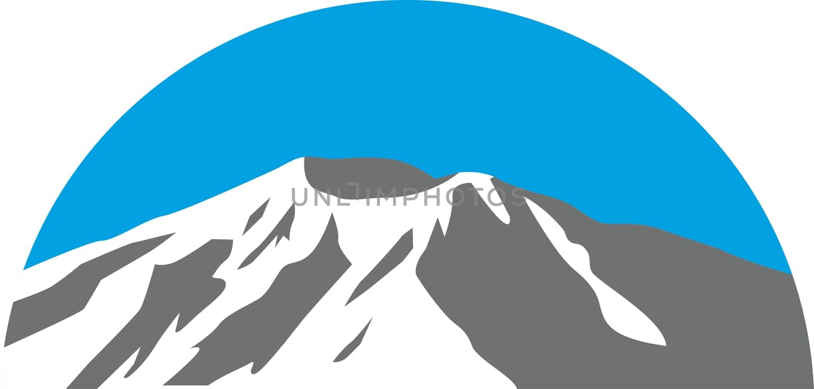 Retro style illustration of Mount Haldane situated in the region Yukon Territory in Canada set inside half oval circle on isolated background done in black and white.