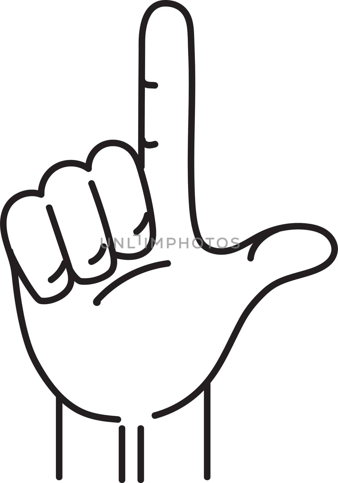 Hand Making the Loser Hand Gesture Mono Line Art by patrimonio
