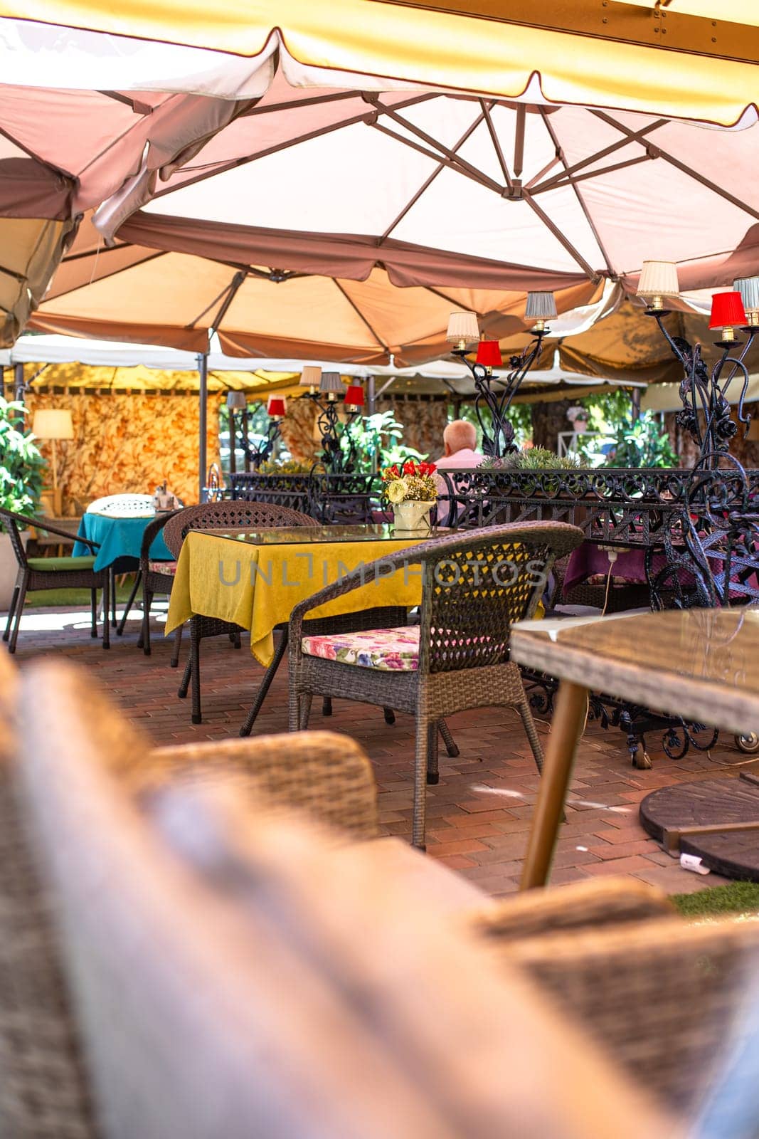 a light atmosphere in a summer cafe on a hot summer day.