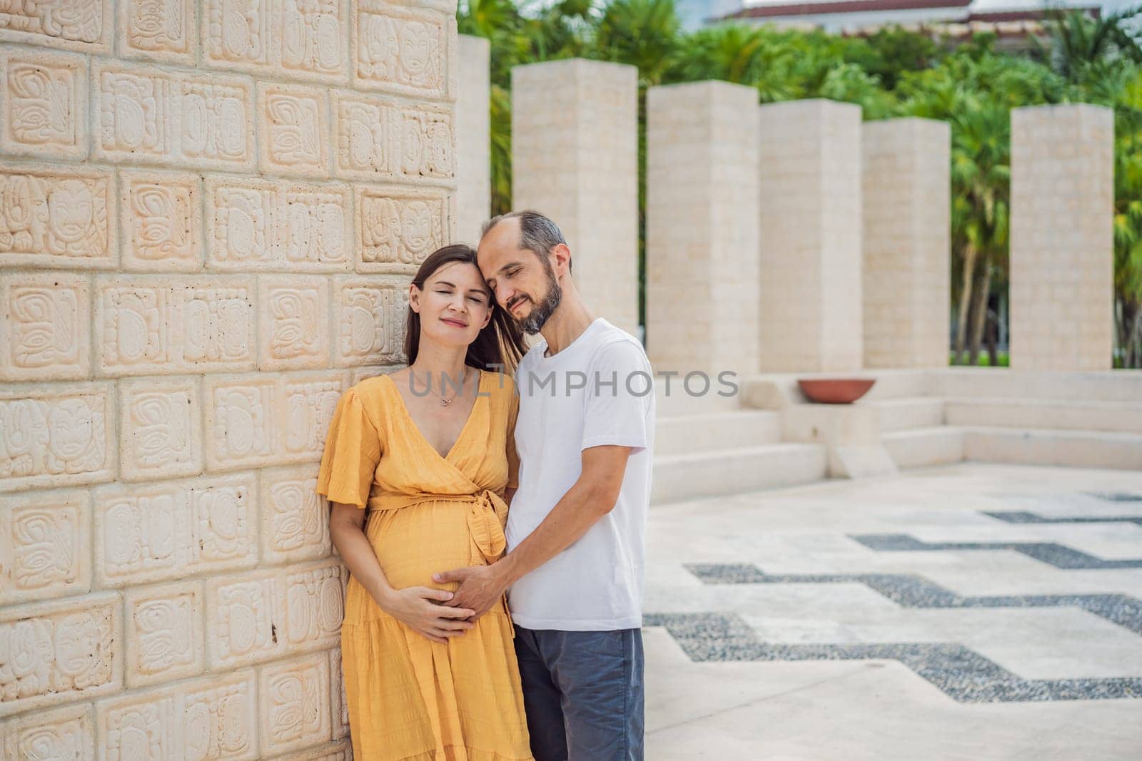 A loving couple in their 40s cherishing the miracle of childbirth in Mexico, embracing the journey of parenthood with joy and anticipation.