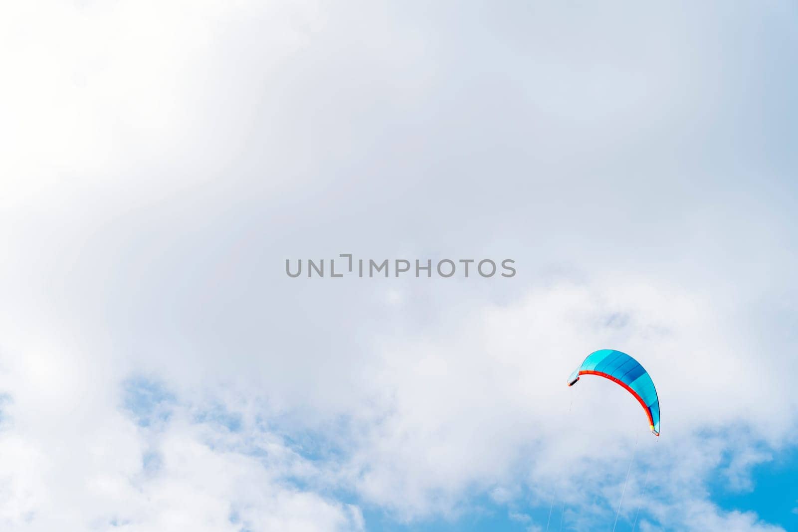 Wing Surfing Wind in the blue sky. Copy space.