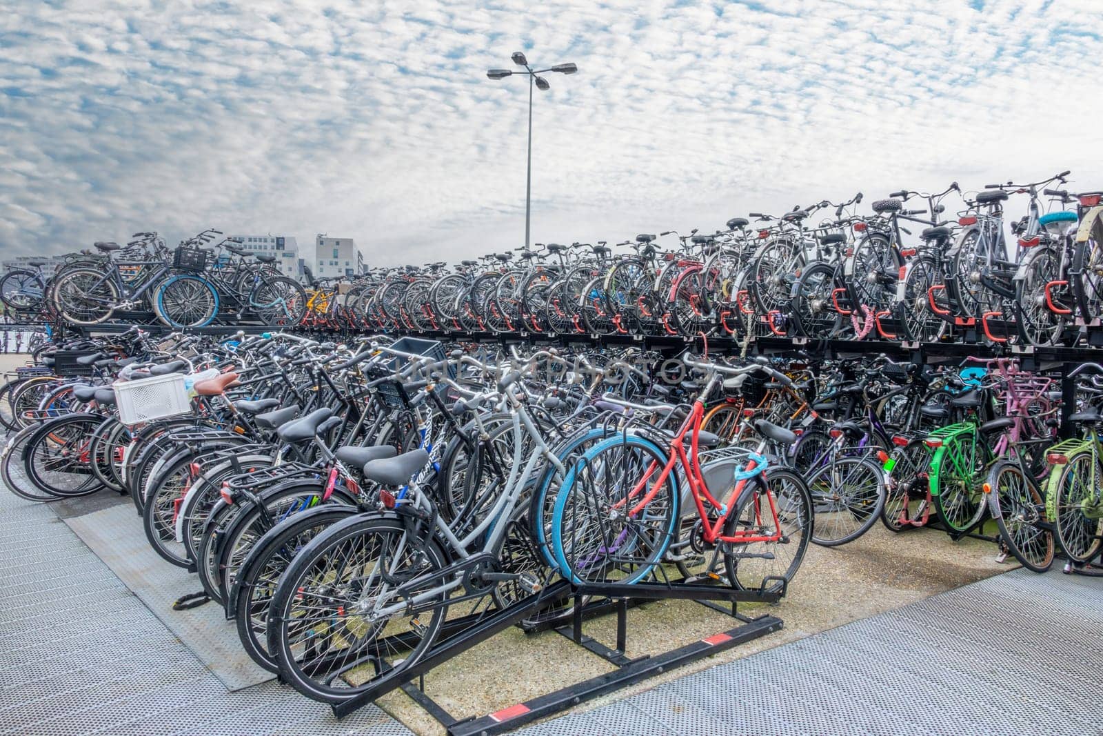 Netherlands. Lots of bicycles on the giant bike parking near Amsterdam Central Station