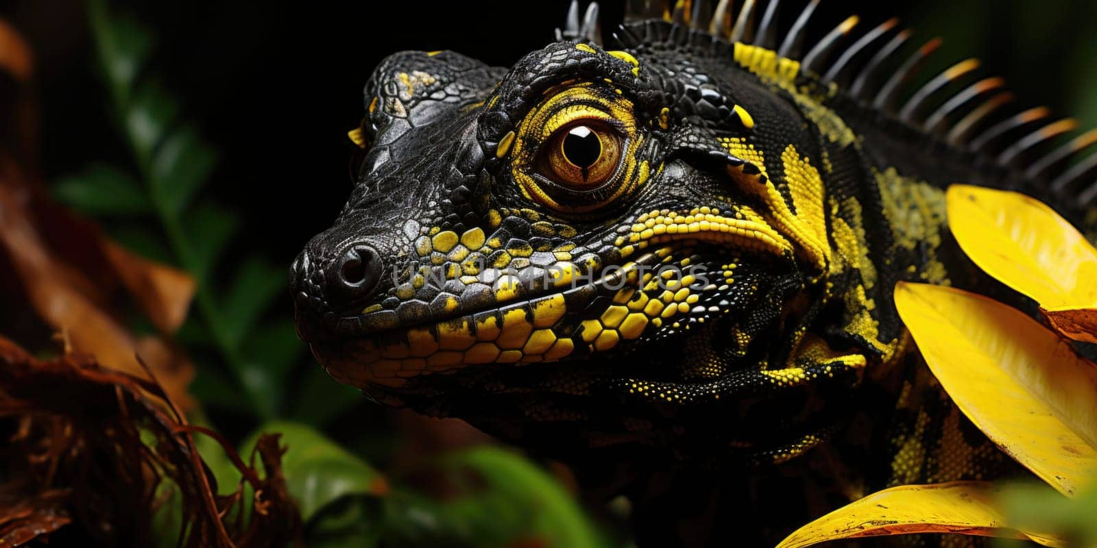 A yellow and black lizard-like reptile, AI by starush