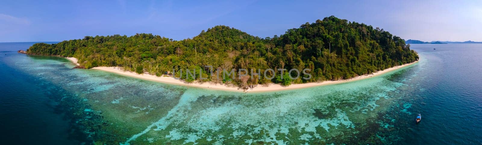 view at the beach of Koh Kradan island in Thailand, aerial view over Koh Kradan Island Trang voted in 2023 as the nr 1 beach in the world